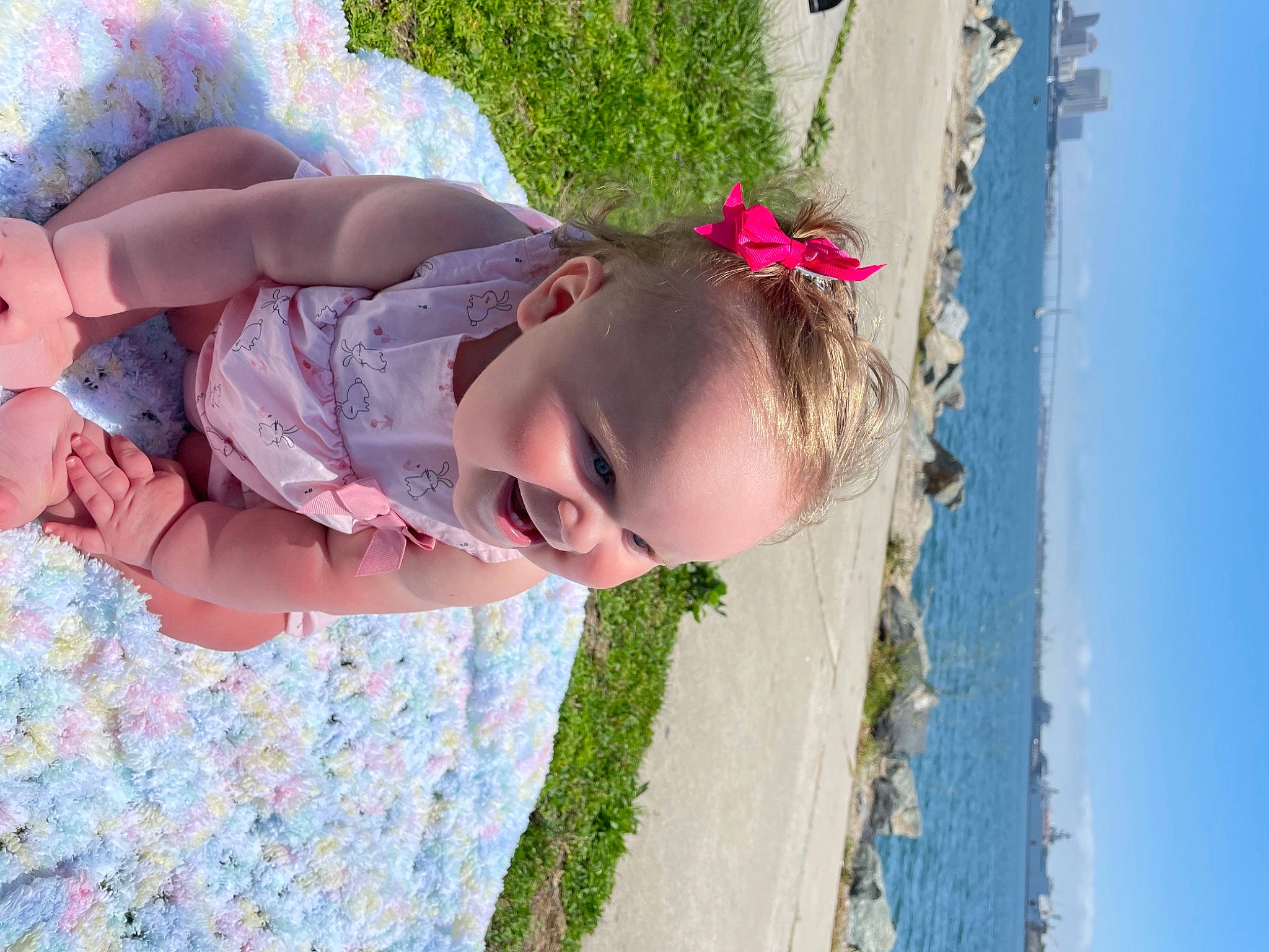 Zaylee joined the competition — help win amazing prizes! baby, beach, blue, child, day_dress, dress, fun, grass, happy, leisure, pattern, people_in_nature, person, plant, rose, skin, sky, smile, toddler, tree