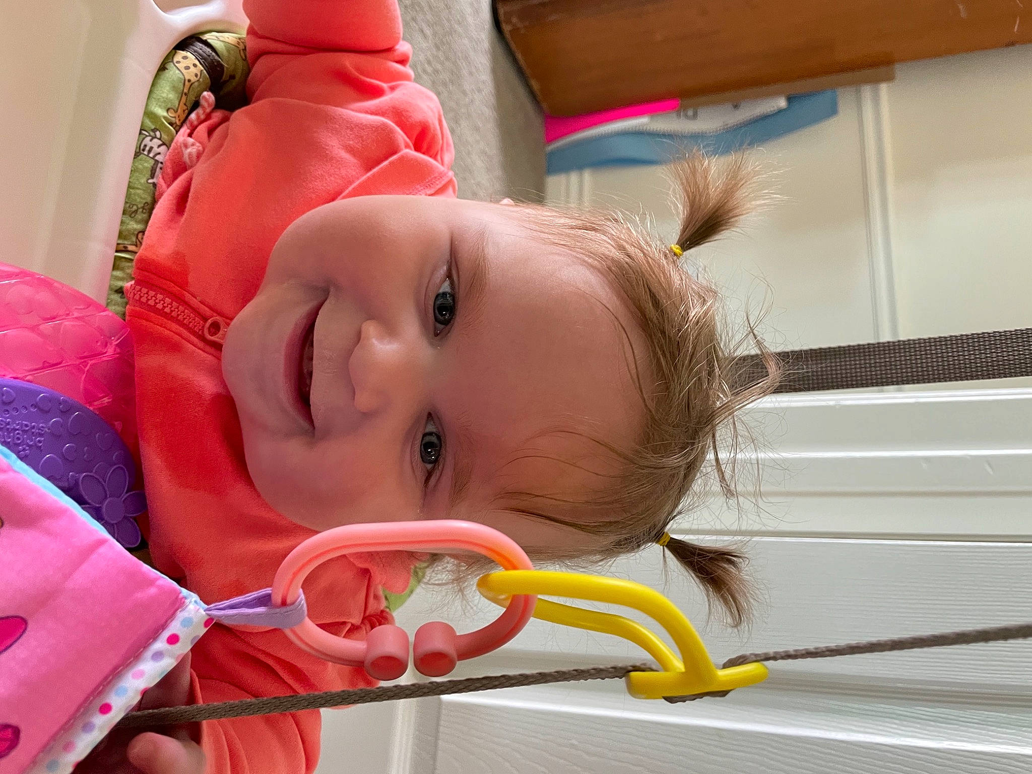 Zaylee is registered to the contest to win money with this photo: baby, baby_toddler_clothing, cheek, chin, eye, eyebrow, eyelash, facial_expression, head, human_body, iris, joy, lip, mouth, nose, person, pink, product, skin, smile