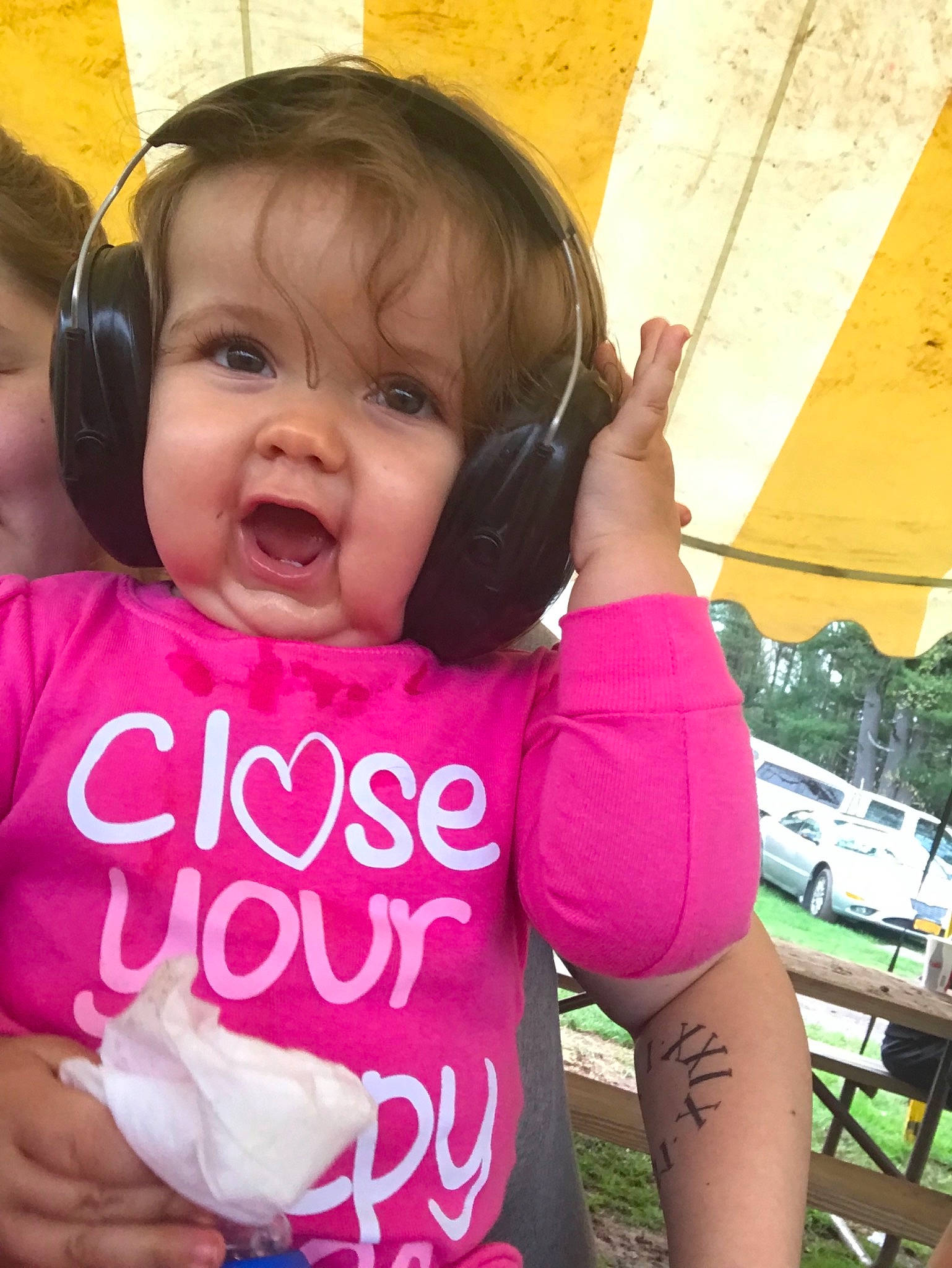 Thea joined the competition — help win amazing prizes! baby, cheek, child, daughter, ear, face, fun, happy, neck, person, pink, play, skin, smile, toddler