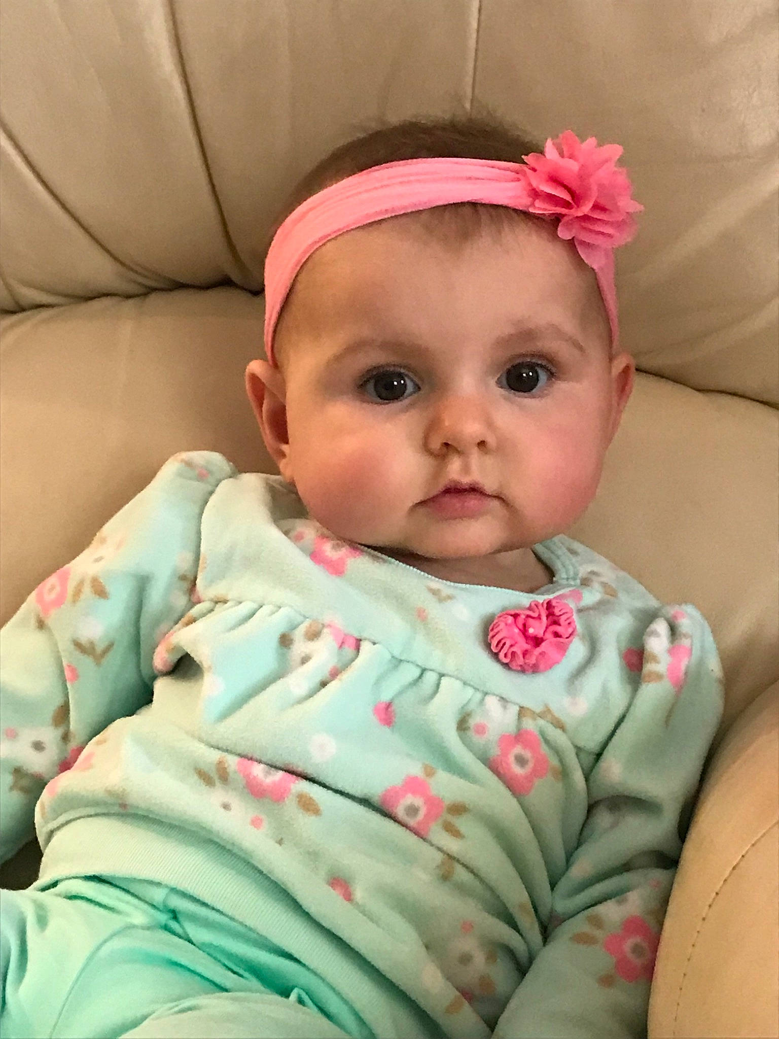 Raylynn is registered to the contest to win money with this photo: baby, cheek, child, eye, face, hair_accessory, head, headband, headgear, lip, mouth, person, pink, skin, smile, toddler