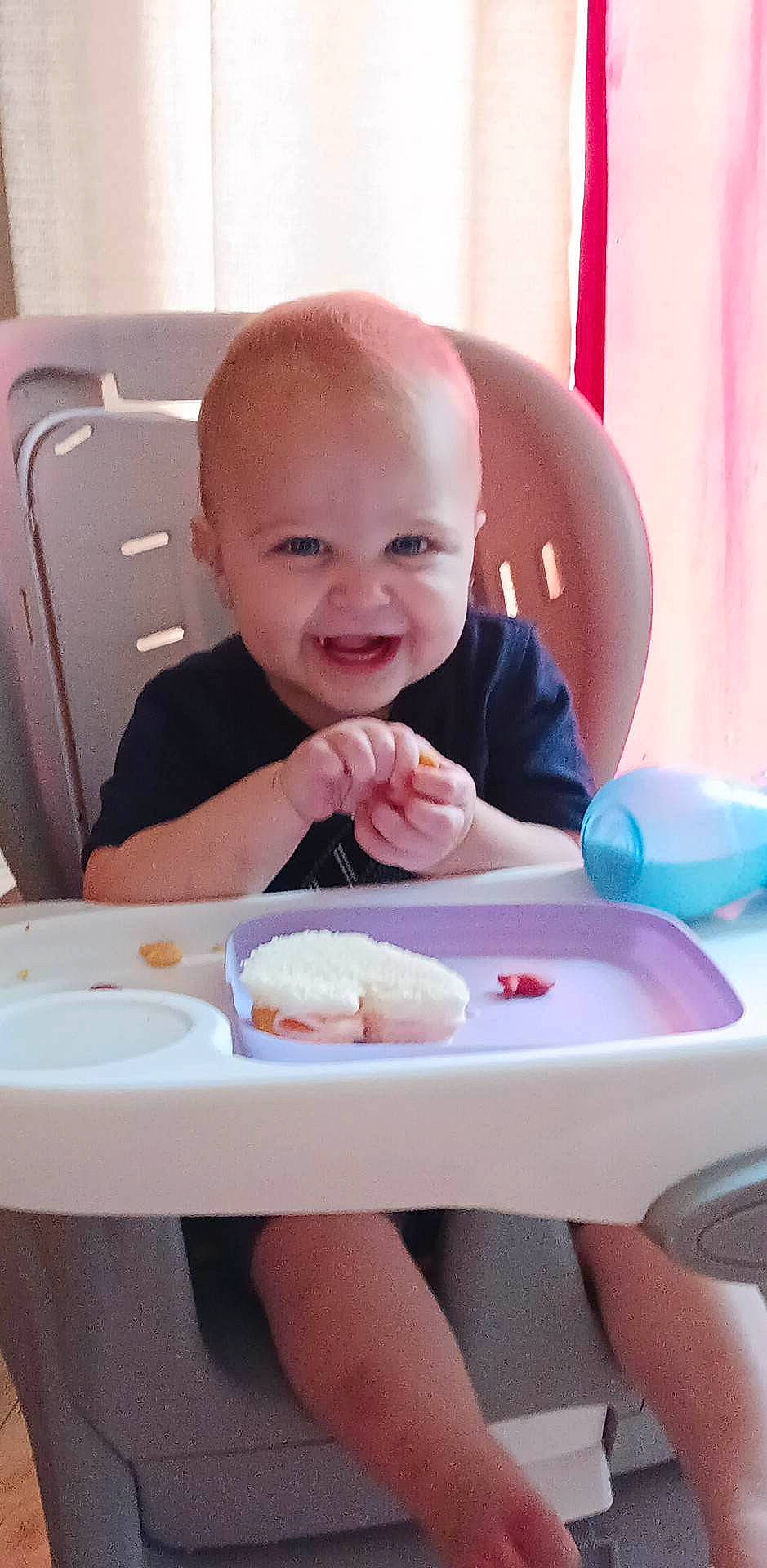 Grayson Ryman joined the competition — help win amazing prizes! baby, baby_food, baby_toddler_clothing, beauty, cheek, child, comfort_food, food, food_craving, fun, happy, mouth, person, sitting, skin, sleeve, smile, t_shirt, tableware, thumb