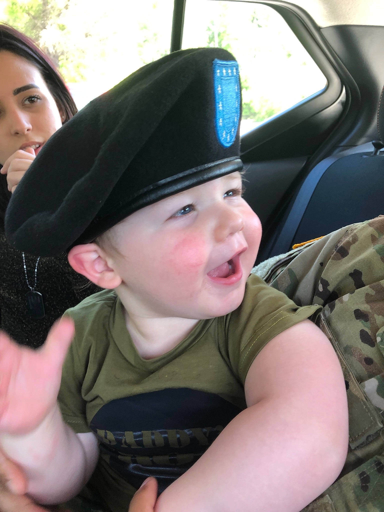 R Gabriel joined the competition — help win amazing prizes! baby, black_hair, cap, car_seat, cheek, child, fun, hat, headgear, headwear, person, skin, smile, toddler, vacation