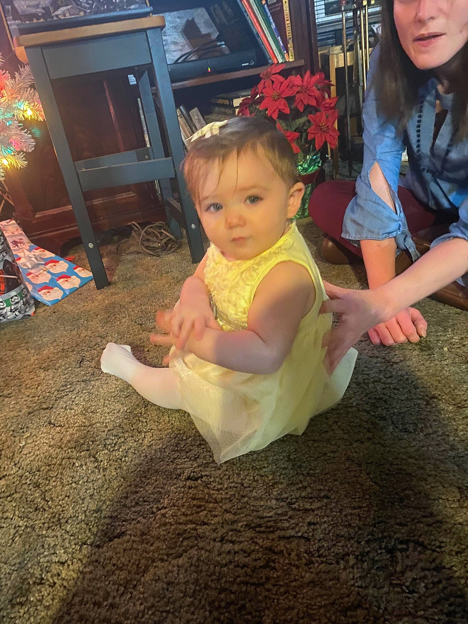 Madilyn joined the competition — help win amazing prizes! baby, chair, child, event, floor, flooring, flower, fun, happy, holiday, iris, lap, leisure, person, plant, play, sitting, standing, toddler, tree