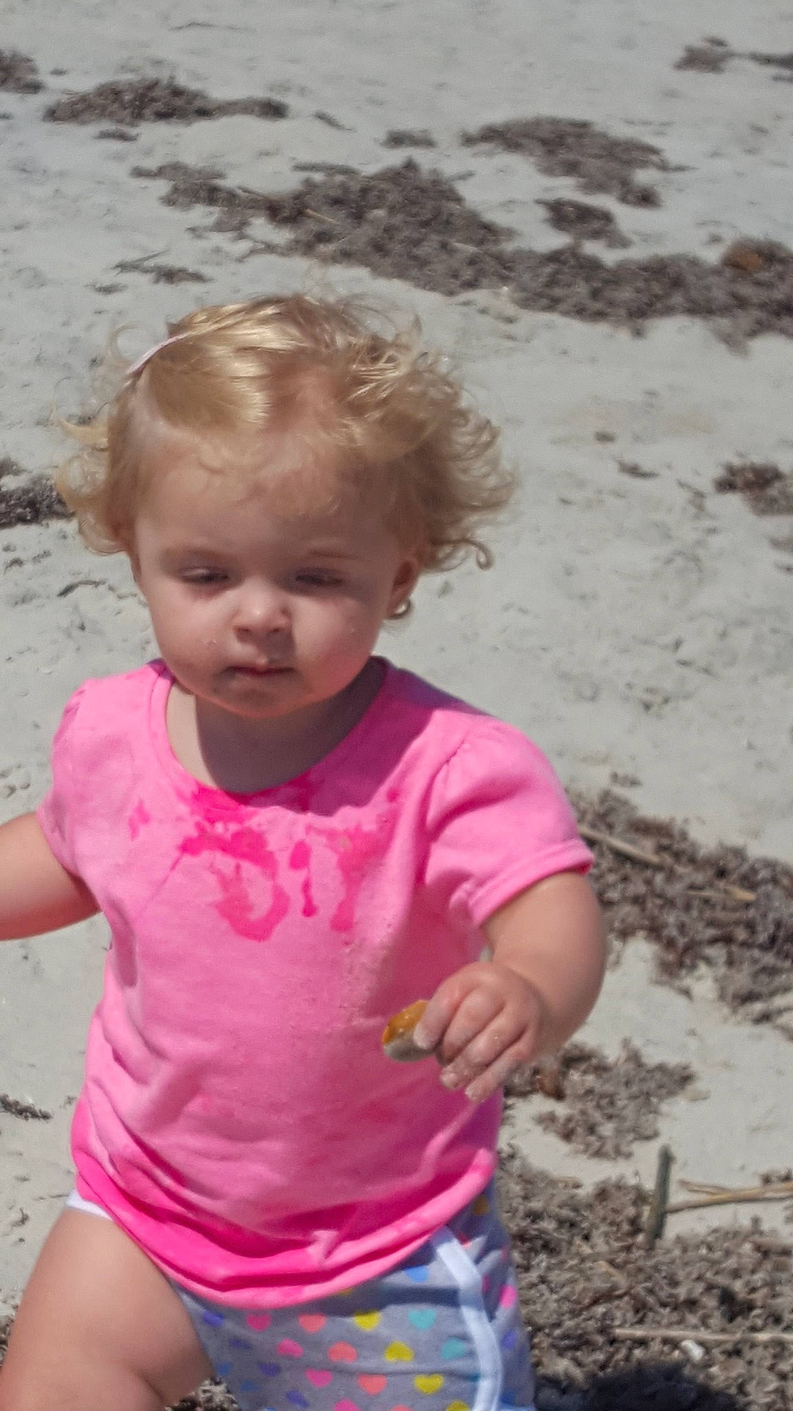 Amberly joined the competition — help win amazing prizes! child, fun, person, pink, play, sand, smile, summer, toddler, vacation