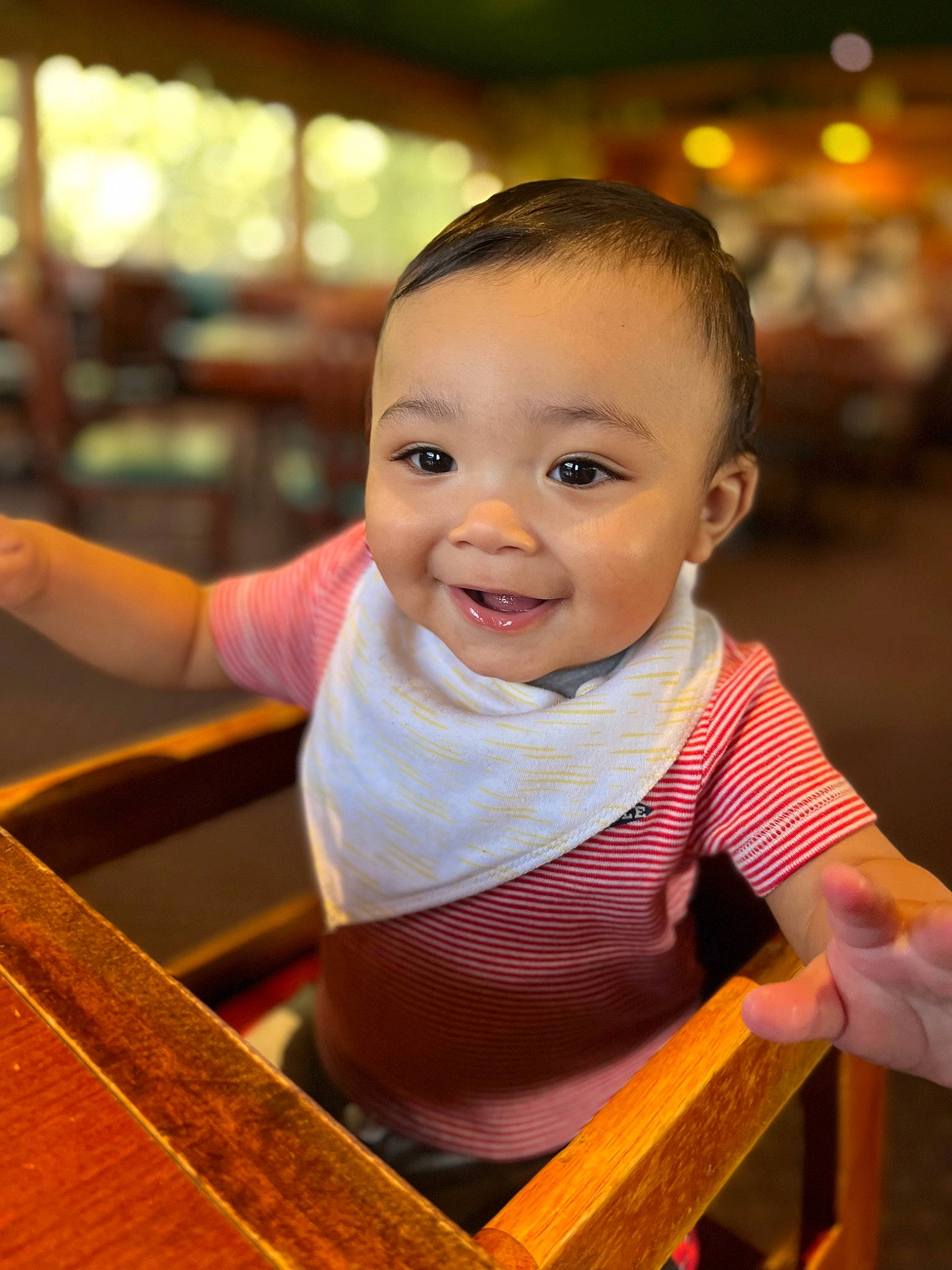 Giovanni is registered to the contest to win money with this photo: baby, baby_toddler_clothing, cheek, child, finger, fun, hairstyle, hand, happy, iris, joy, leisure, nose, organ, person, photograph, skin, sleeve, smile, standing