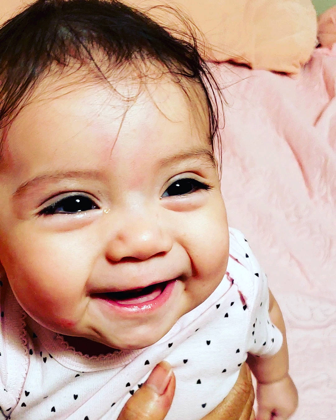 Elsie is registered to the contest to win money with this photo: baby, baby_toddler_clothing, cheek, chin, eye, eyebrow, eyelash, face, facial_expression, happy, head, iris, lip, mouth, nose, person, photograph, skin, sleeve, smile