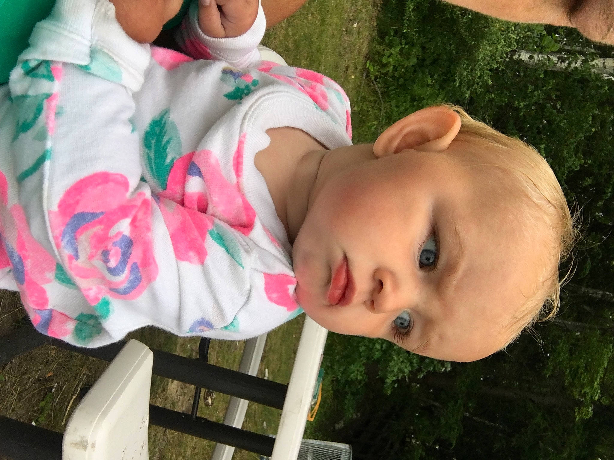 Ansley joined the competition — help win amazing prizes! baby, baby_products, baby_toddler_clothing, cheek, child, fun, grass, green, happy, human_body, leisure, nose, pattern, people, person, plant, recreation, sitting, skin, toddler