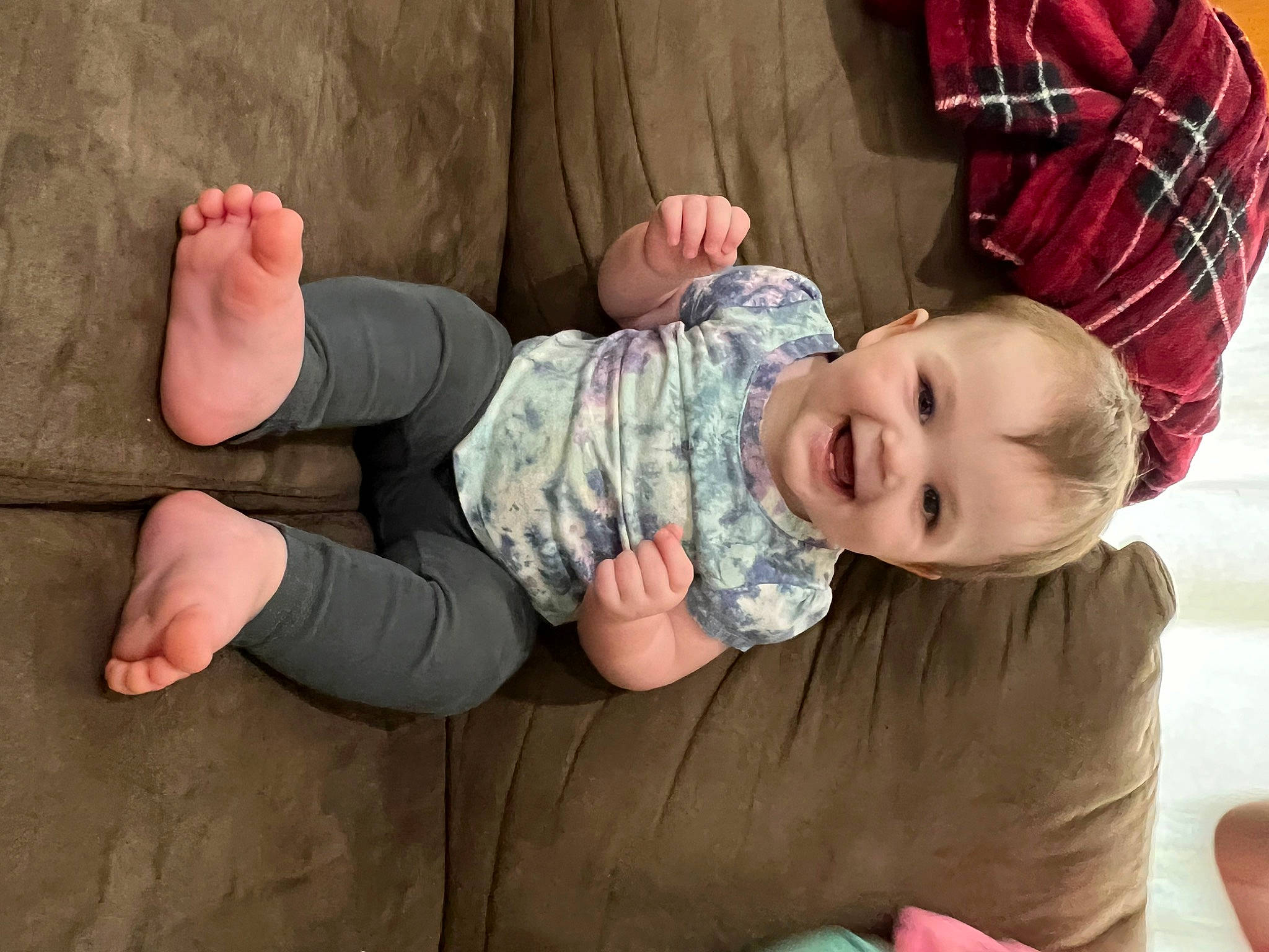 Hannah joined the competition — help win amazing prizes! baby, baby_toddler_clothing, beauty, cheek, child, comfort, eye, facial_expression, foot, fun, gesture, happy, head, human_body, joy, mammal, person, skin, sleeve, smile