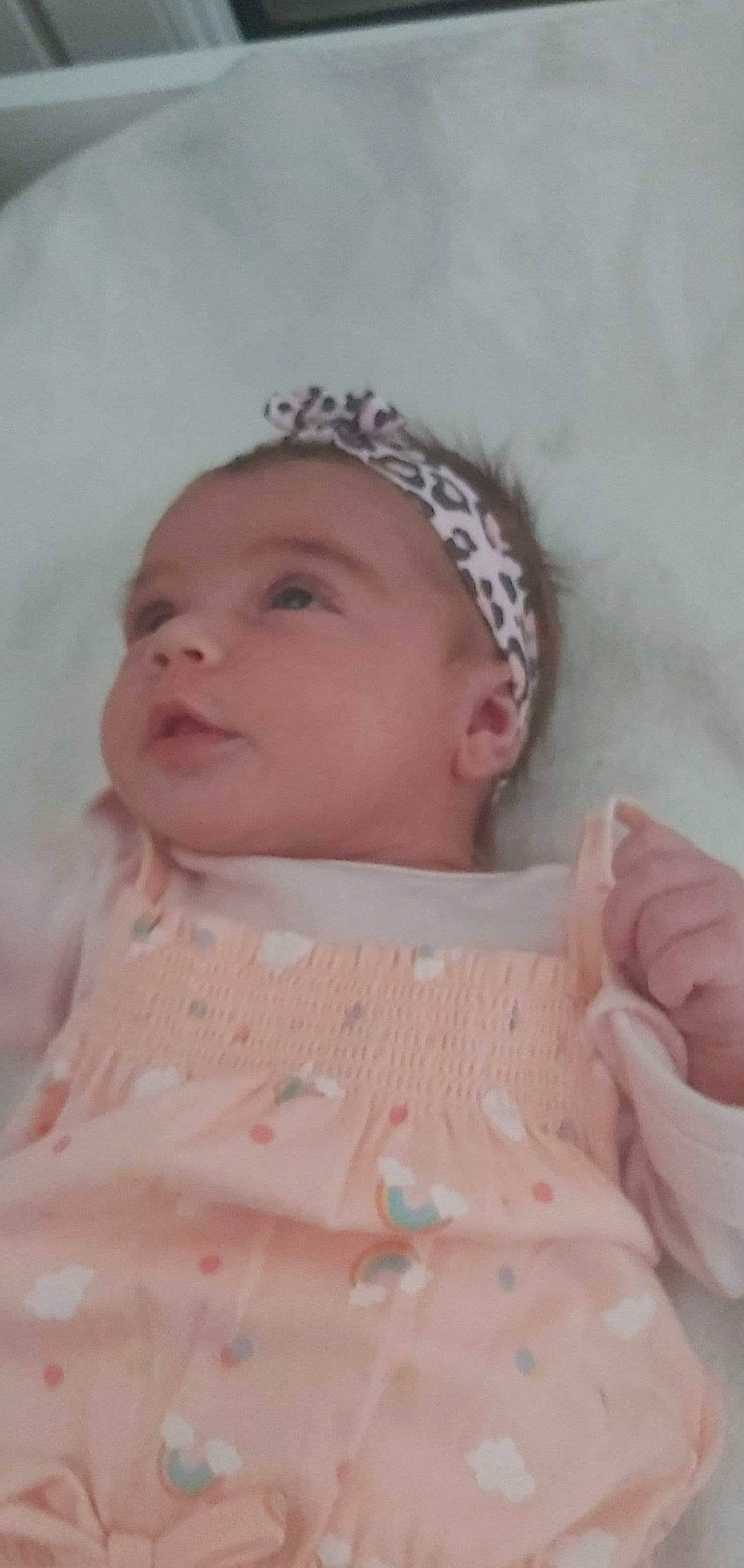 Chelsea participe au concours pour gagner de l'argent avec cette photo : baby, cheek, child, face, fashion_accessory, forehead, hair_accessory, head, headband, headgear, headpiece, nose, person, pink, skin, toddler