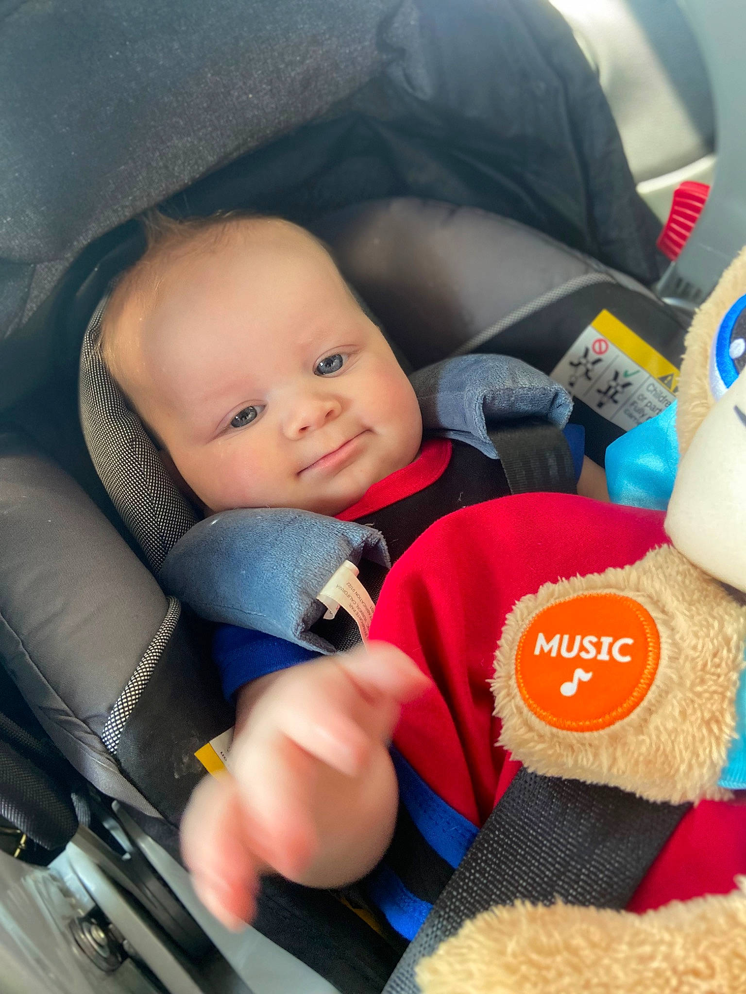 Jericho joined the competition — help win amazing prizes! auto_part, baby, baby_carriage, baby_in_car_seat, baby_products, baby_safety, baby_sleeping, baby_toddler_clothing, car_seat, car_seat_cover, child, comfort, electric_blue, finger, mammal, person, product, steering_wheel, toddler, toy