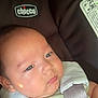 Oliver is registered to the contest to win money with this photo: baby, infant, car_seat, chicco, straps, safety, child, face, head, skin, clothing, seatbelt, closeup, cute, young, expression, indoors, person, portrait, childcare