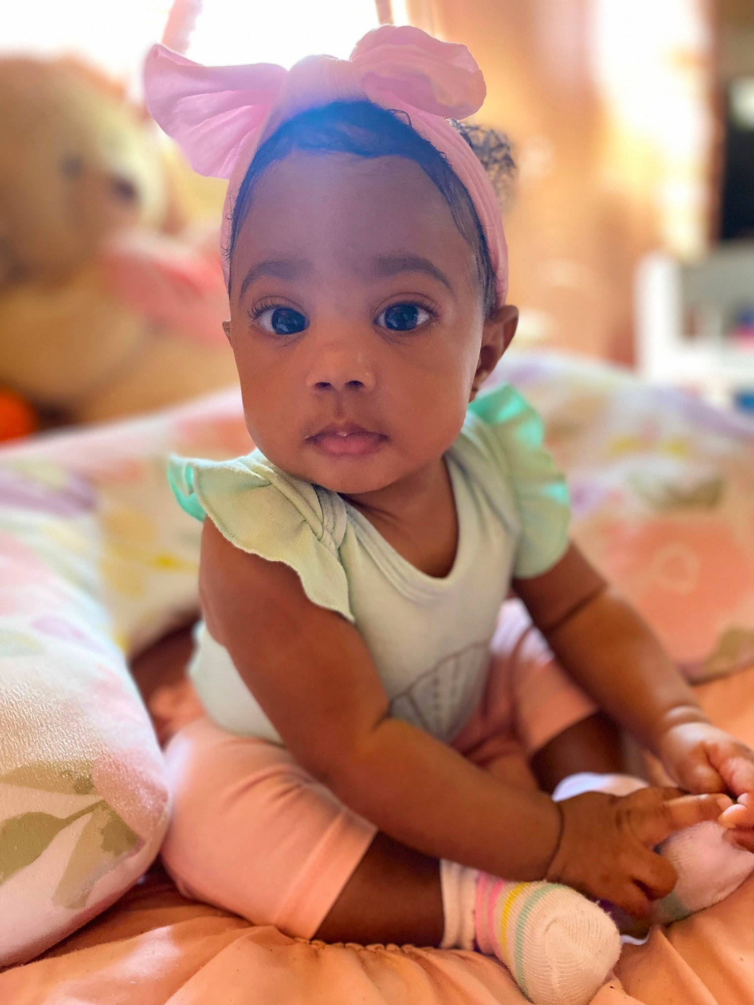 Kaylee joined the competition — help win amazing prizes! arm, baby, baby_toddler_clothing, cheek, child, event, finger, flooring, fun, hand, happy, headband, headpiece, iris, leisure, person, pink, skin, thigh, thumb