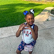 Khristyna joined the competition — help win amazing prizes! accessories, child, grass, hair_bows, hairstyle, happy, heart_hands, outdoors, pavement, person, playful, portrait, purse, sandals, sidewalk, skirt, smiling, summer, trees, usa_shirt