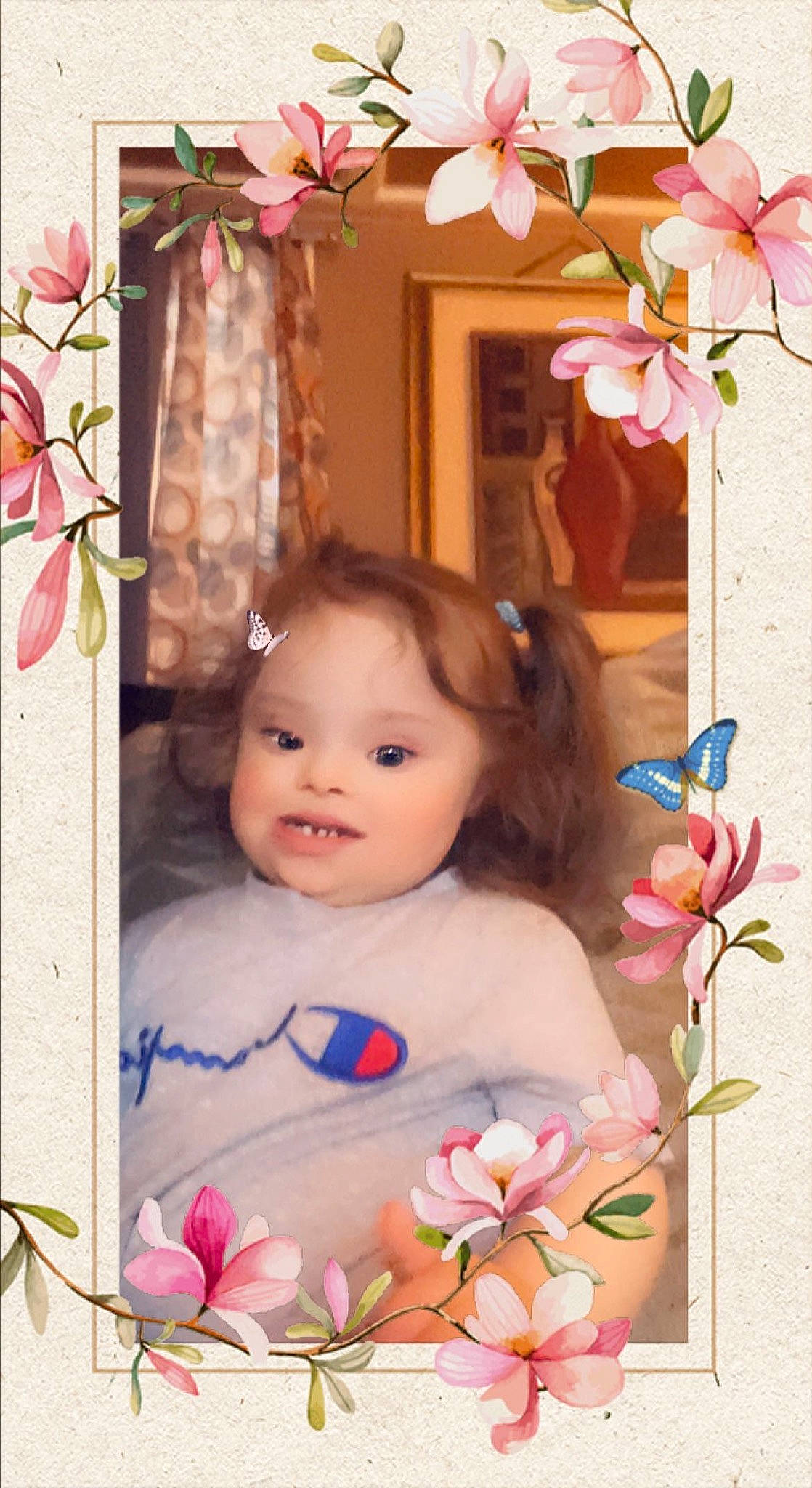 Carmela joined the competition — help win amazing prizes! baby, baby_toddler_clothing, beauty, botany, branch, cheek, eye, flower, happy, leaf, people, person, petal, photograph, picture_frame, pink, plant, product, smile, toddler