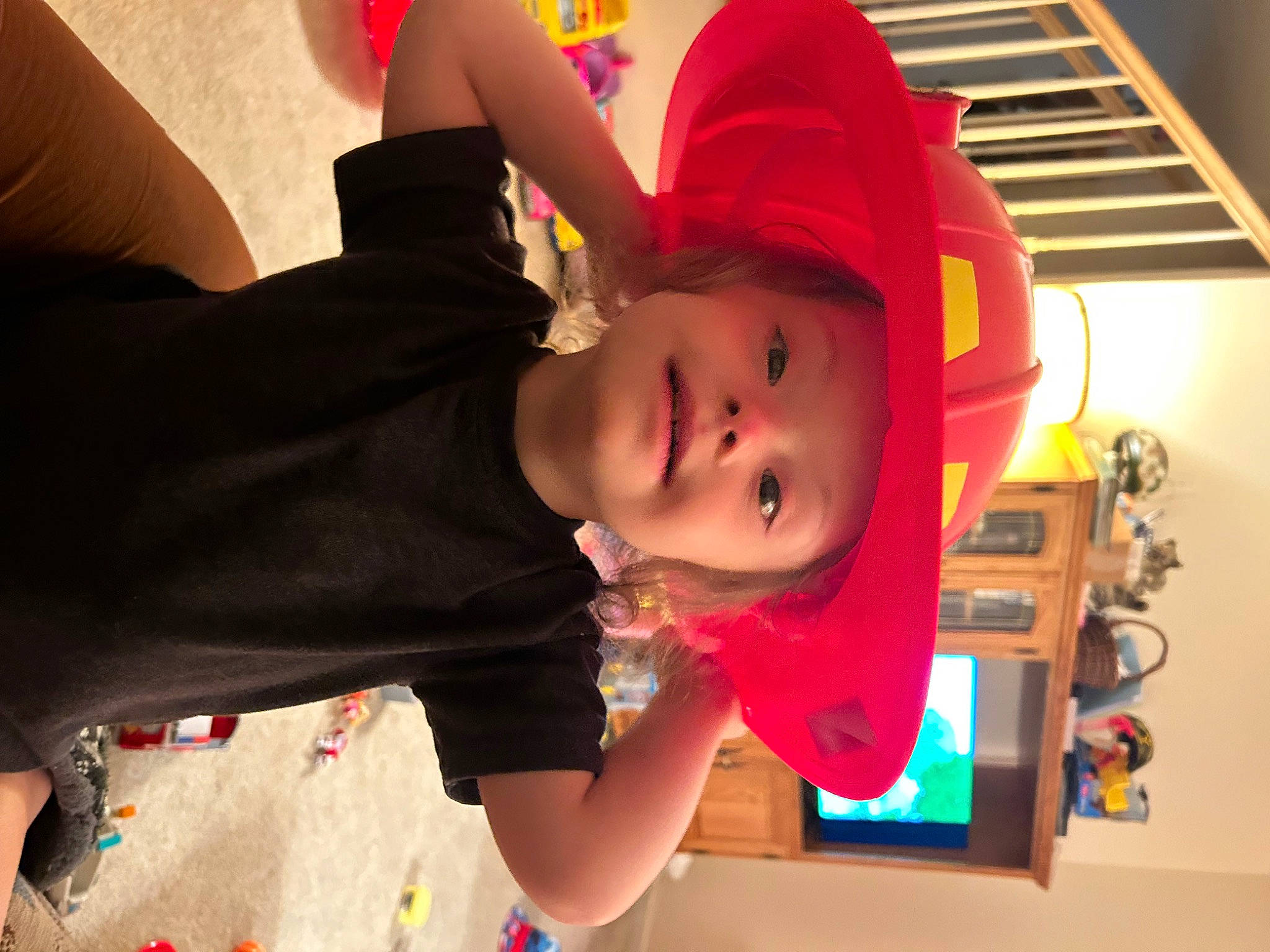 Carmela joined the competition — help win amazing prizes! baby, baby_toddler_clothing, child, costume, costume_hat, event, fashion_accessory, finger, fun, happy, hat, headwear, helmet, joy, magenta, party, party_supply, person, play, room