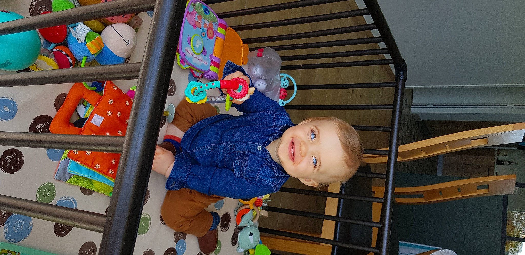 Arsène participe au concours pour gagner de l'argent avec cette photo : baby, baby_laughing, baby_products, baby_safety, baby_toddler_clothing, baby_toys, child, fun, happy, hat, joy, leisure, person, play, product, shelf, smile, toddler, toy