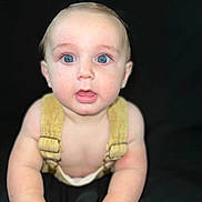 Greyson joined the competition — help win amazing prizes! baby, infant, blue_eyes, face, skin, hands, yellow_suspender, curious_expression, close_up, portrait, child, young, crawling, looking_at_camera, human, indoor, cute, adorable, soft_skin, young_child