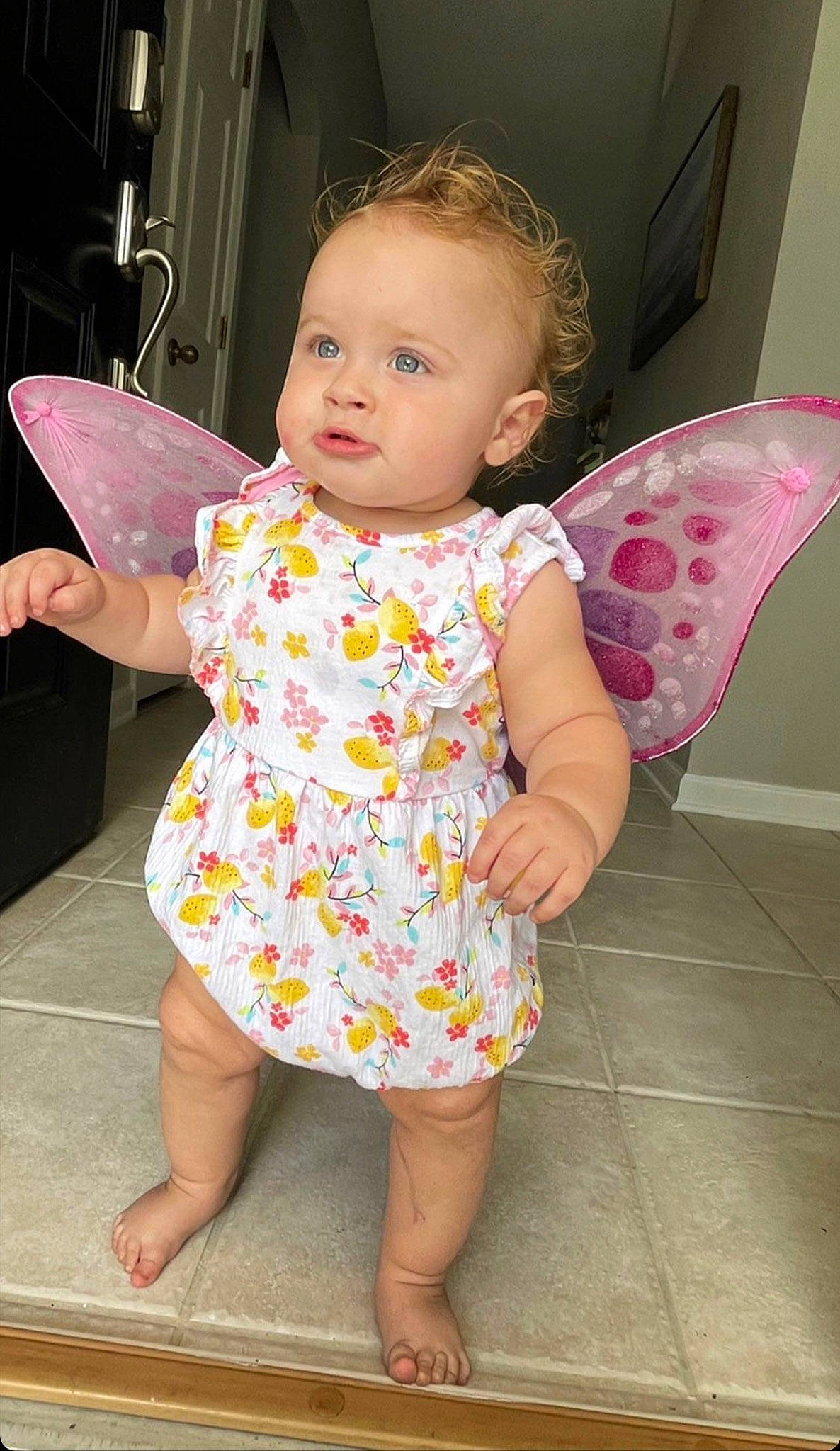 Lucy joined the competition — help win amazing prizes! arm, baby, baby_toddler_clothing, beauty, cheek, dress, face, finger, hair, hairstyle, hand, happy, head, human_body, one_piece_garment, person, pink, shoulder, skin, sleeve