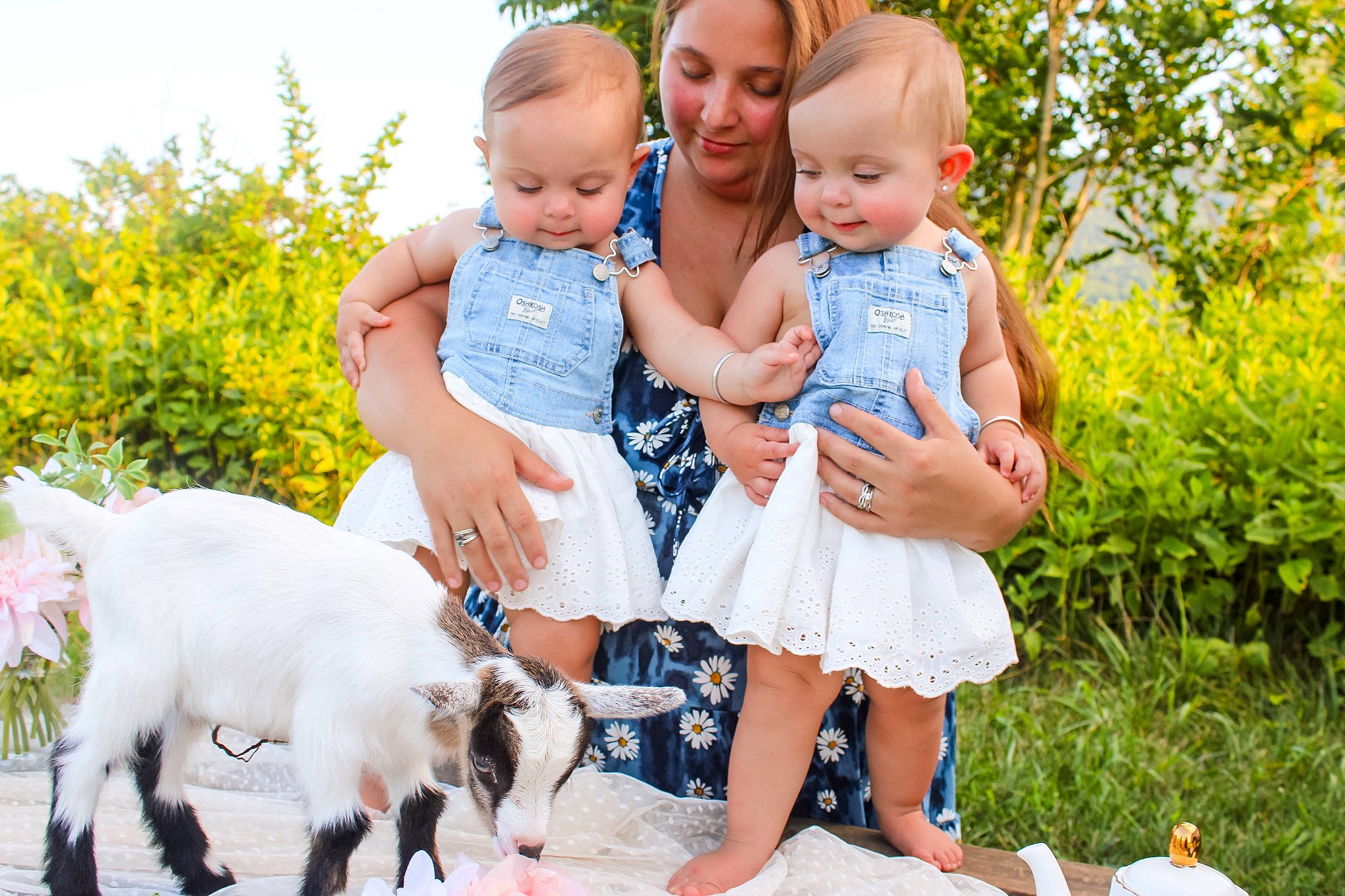 Willow is registered to the contest to win money with this photo: baby, baby_toddler_clothing, child, clothing, dress, facial_expression, fun, grass, happy, interaction, joy, leisure, morning, people_in_nature, person, photograph, plant, playing_with_kids, summer, toddler