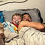 Zaydon joined the competition — help win amazing prizes! toddler, pacifier, man, bed, blanket, pillow, dog, indoor, family, sleepy, resting, cozy, relaxed, pet, animal, comfort, home, portrait, child, cuddle