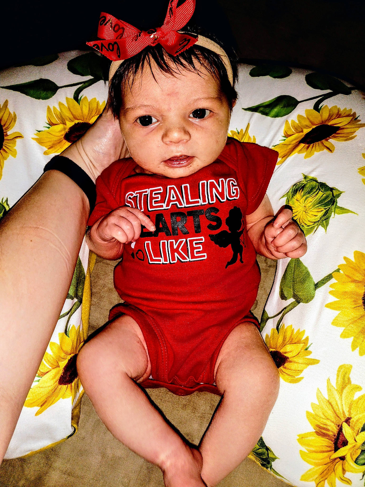 Ariyah joined the competition — help win amazing prizes! baby, baby_products, baby_toddler_clothing, cheek, child, finger, fun, happy, head, human_leg, jewellery, neck, orange, pattern, person, pink, product, sitting, skin, thigh