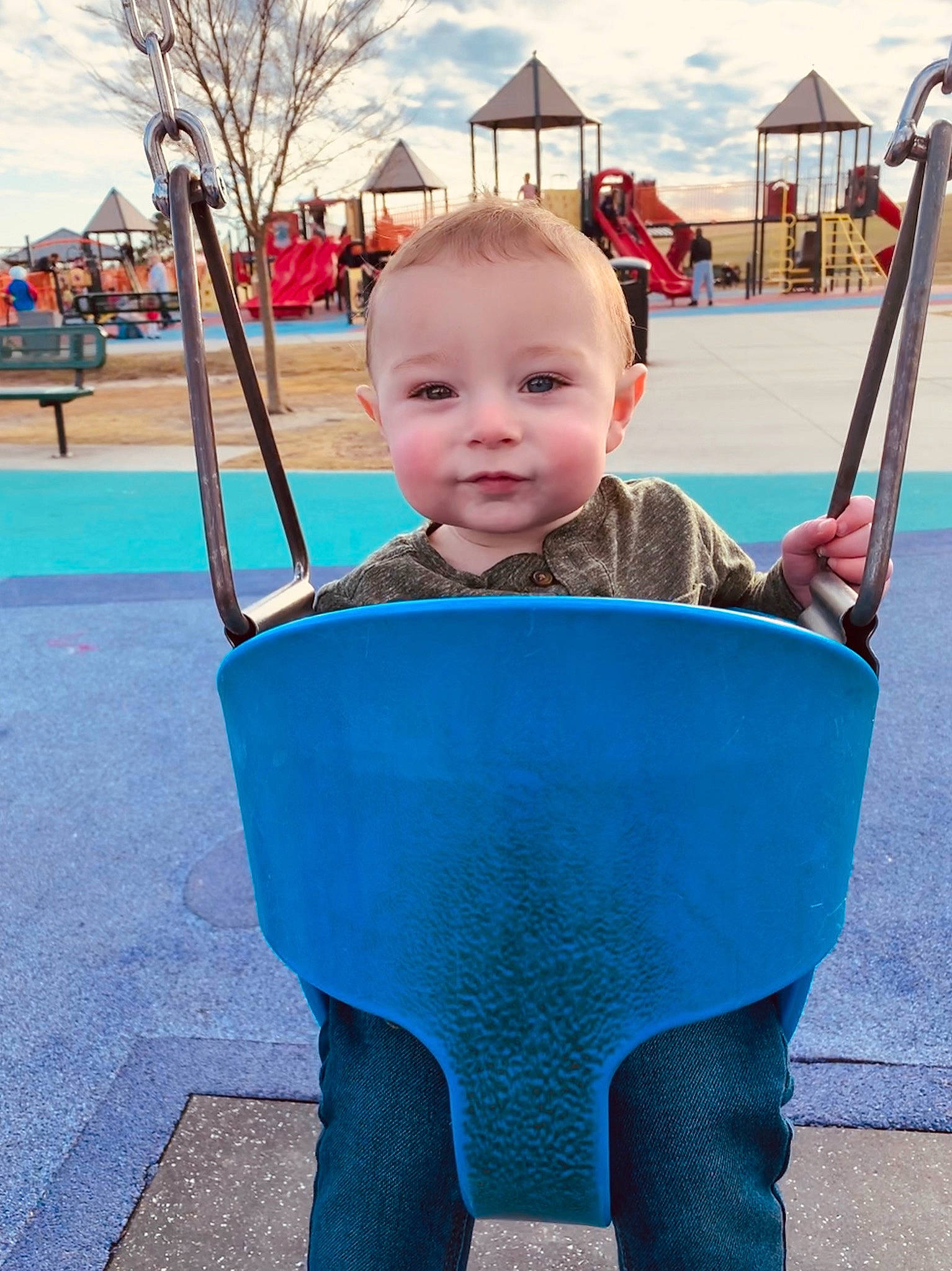 Corbin is registered to the contest to win money with this photo: baby_products, blue, child, day, fun, girl, outdoor_play_equipment, person, play, product, recreation, smile, toddler, vacation, water
