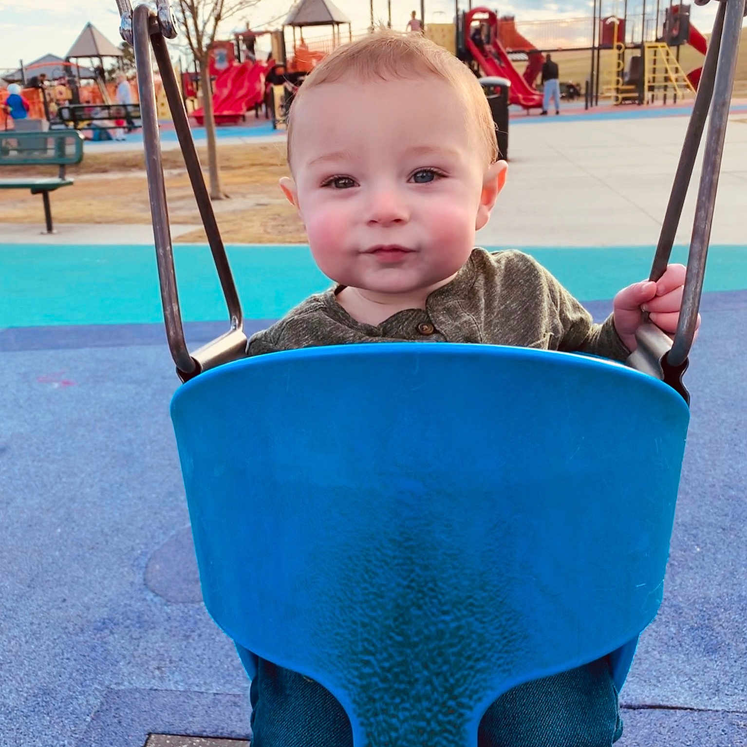Corbin is registered to the contest to win money with this photo: baby_products, blue, child, day, fun, girl, outdoor_play_equipment, person, play, product, recreation, smile, toddler, vacation, water