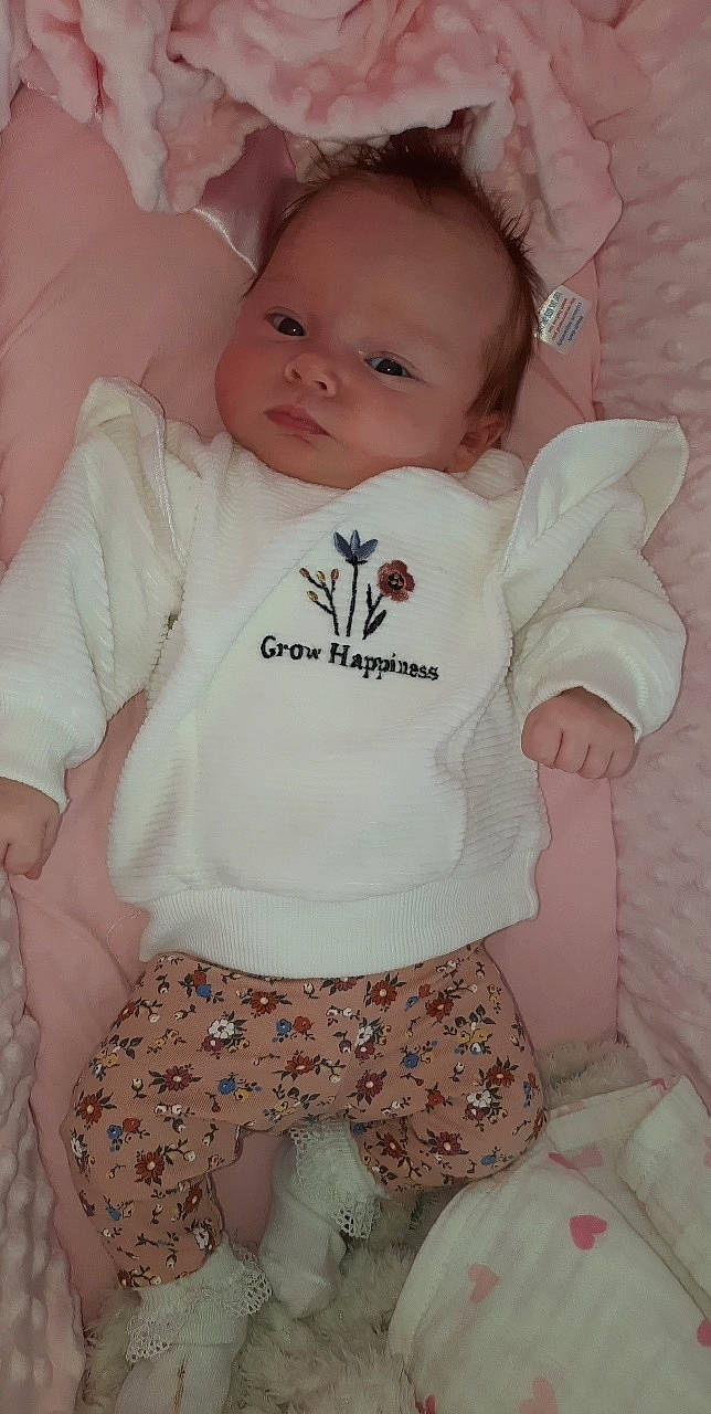 Ivy-mae joined the competition — help win amazing prizes! arm, baby, baby_toddler_clothing, cheek, comfort, eye, face, hand, happy, head, lip, neck, outerwear, person, pink, skin, sleeve, t_shirt, textile, toddler