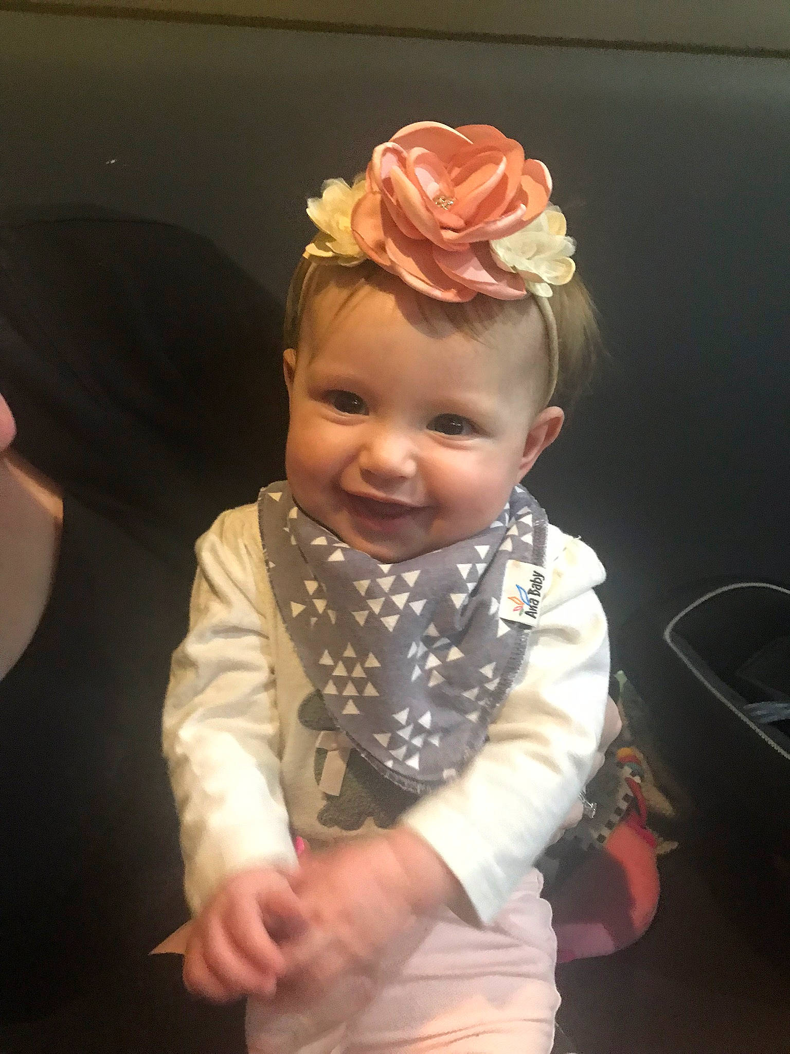 Avalyn joined the competition — help win amazing prizes! baby, cheek, child, ear, fashion_accessory, flower, hair_accessory, hairstyle, headband, headgear, headpiece, joy, neck, person, photography, smile, textile, toddler