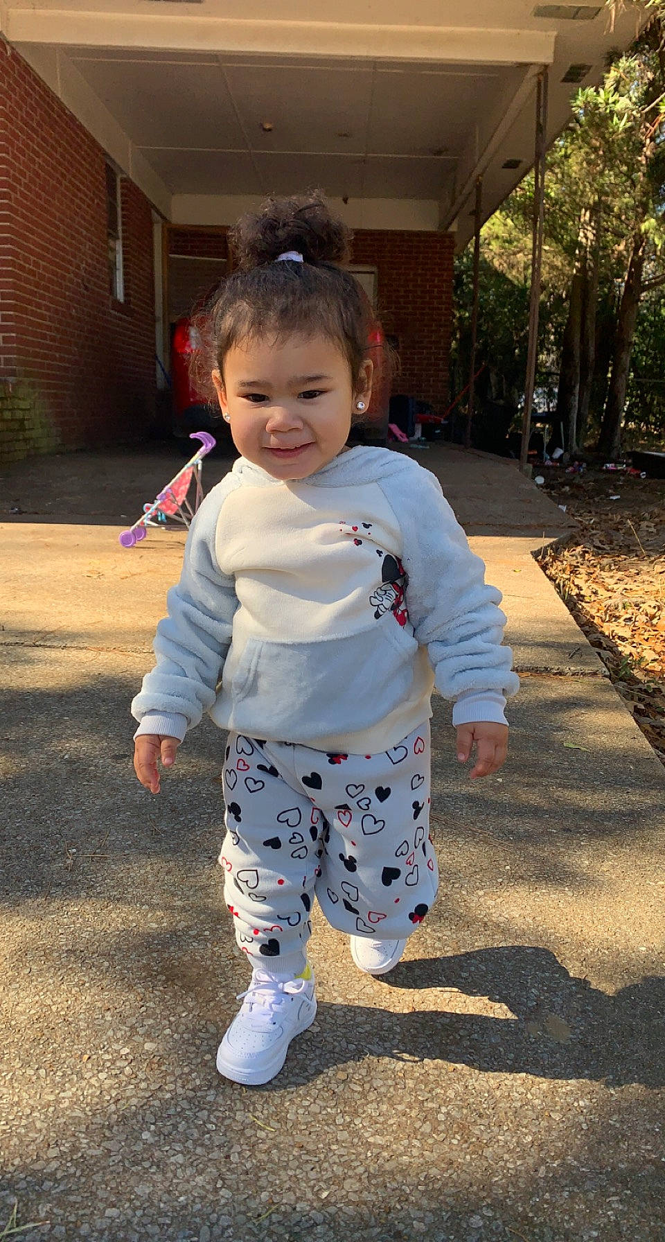 Kailee joined the competition — help win amazing prizes! baby, baby_toddler_clothing, child, denim, fun, grass, happy, joy, leisure, pattern, people_in_nature, person, plant, play, recreation, sleeve, tints_and_shades, toddler, tree, vacation