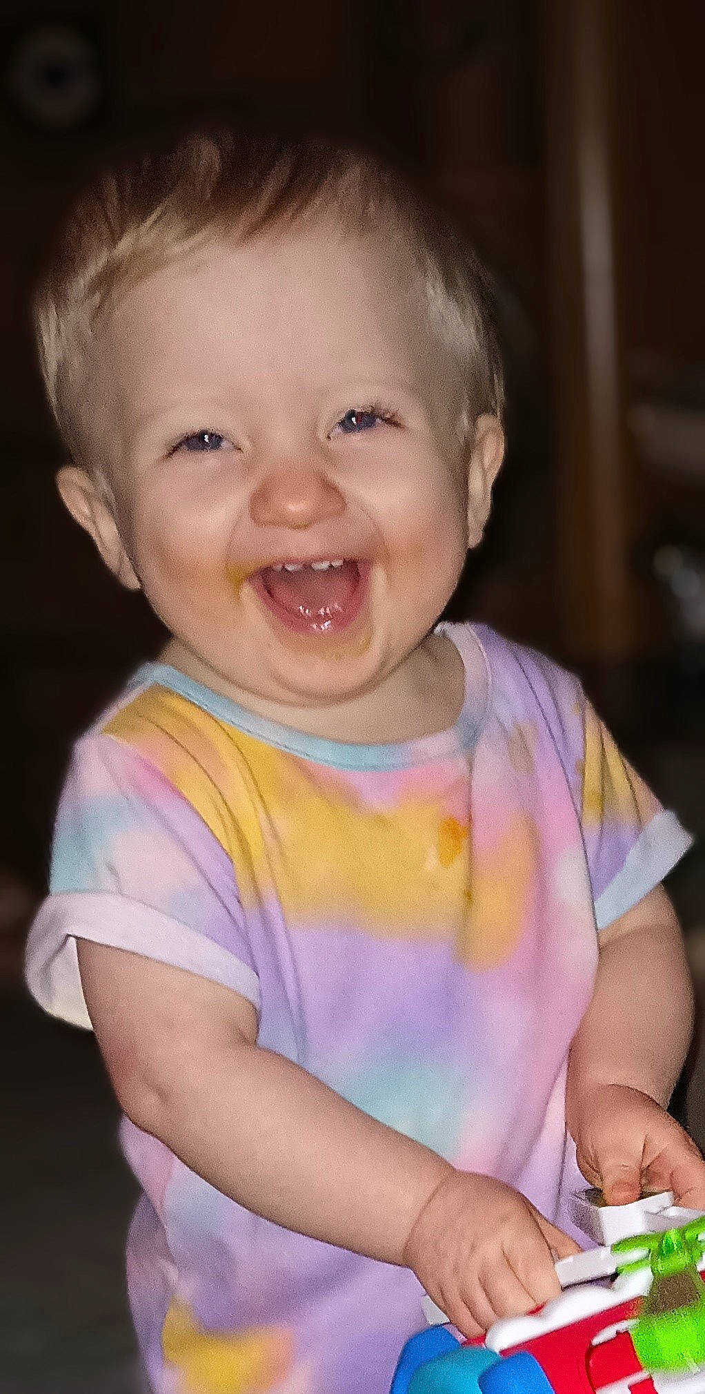Avery is registered to the contest to win money with this photo: baby, baby_toddler_clothing, cheek, chin, finger, flash_photography, gesture, happy, human_body, iris, lip, mouth, neck, nose, person, pink, skin, sleeve, smile, toddler