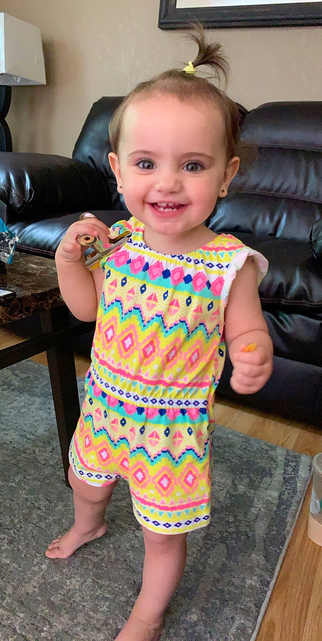 Gianna is registered to the contest to win money with this photo: baby_toddler_clothing, child, joy, pattern, person, sleeve, toddler