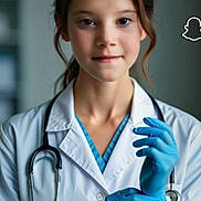 Layana a rejoint le concours — aidez-le/la à gagner de superbes lots ! child, girl, doctor, medical_gloves, lab_coat, stethoscope, portrait, healthcare, medical, young, professional, blue_gloves, focused, indoors, person, smile, face, hands, health, medicine