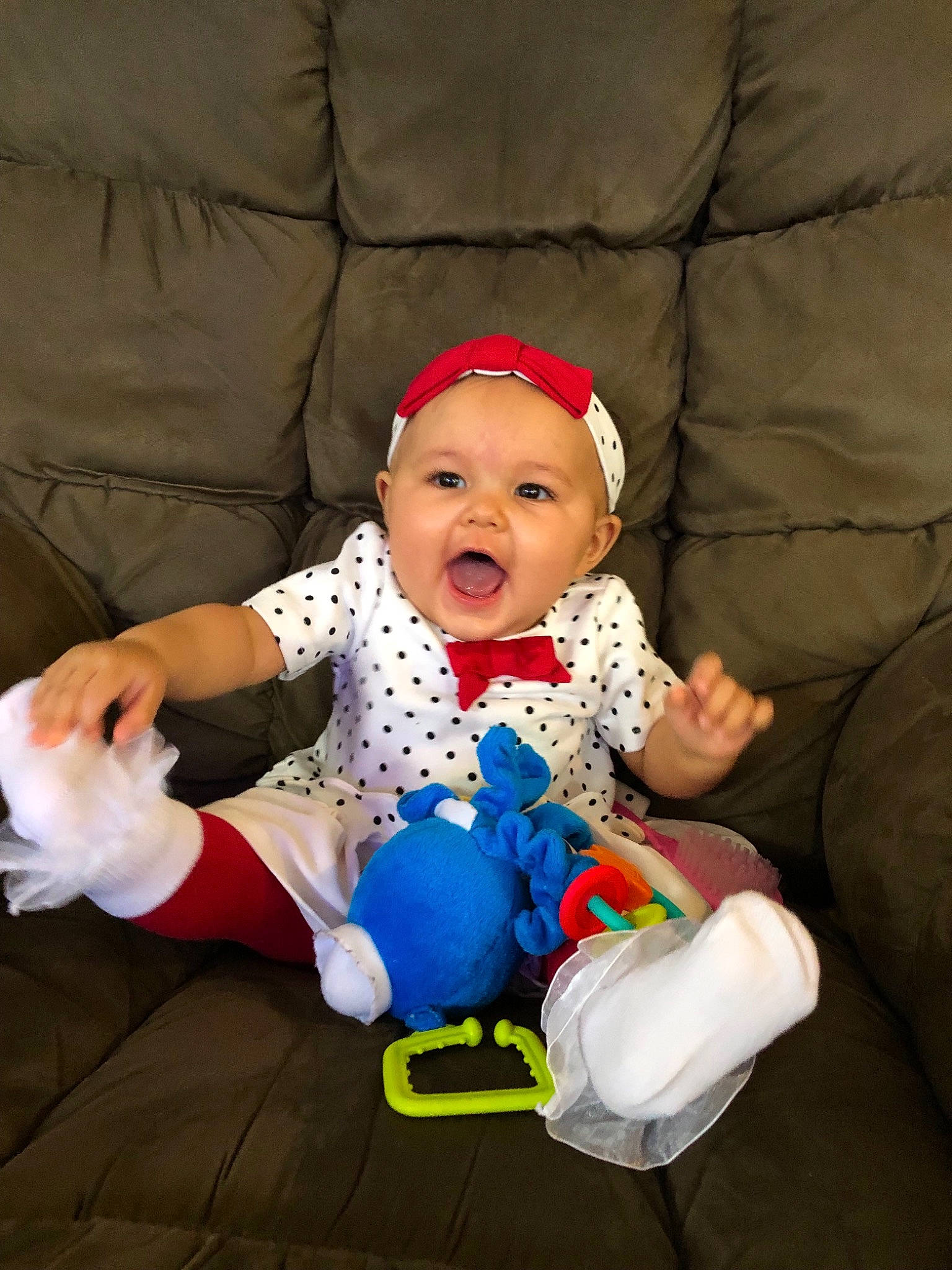 Katelyn joined the competition — help win amazing prizes! baby, baby_products, baby_toddler_clothing, child, person, product, sitting, toddler