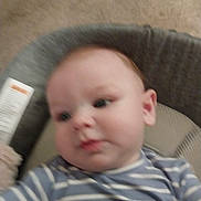 Miko joined the competition — help win amazing prizes! baby, blur, carpet, child, chubby, closeup, cushion, cute, face, head, indoor, infant, onesie, person, relaxed, seat, skin, soft, striped_clothing, young