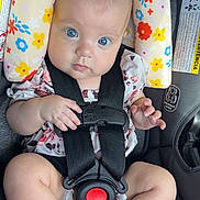Violetta joined the competition — help win amazing prizes! baby, blue_eyes, car_seat, child, chubby, closeup, clothing, cushion, cute, floral_pattern, foot, hand, head, indoor, infant, person, portrait, safety_harness, seatbelt, skin