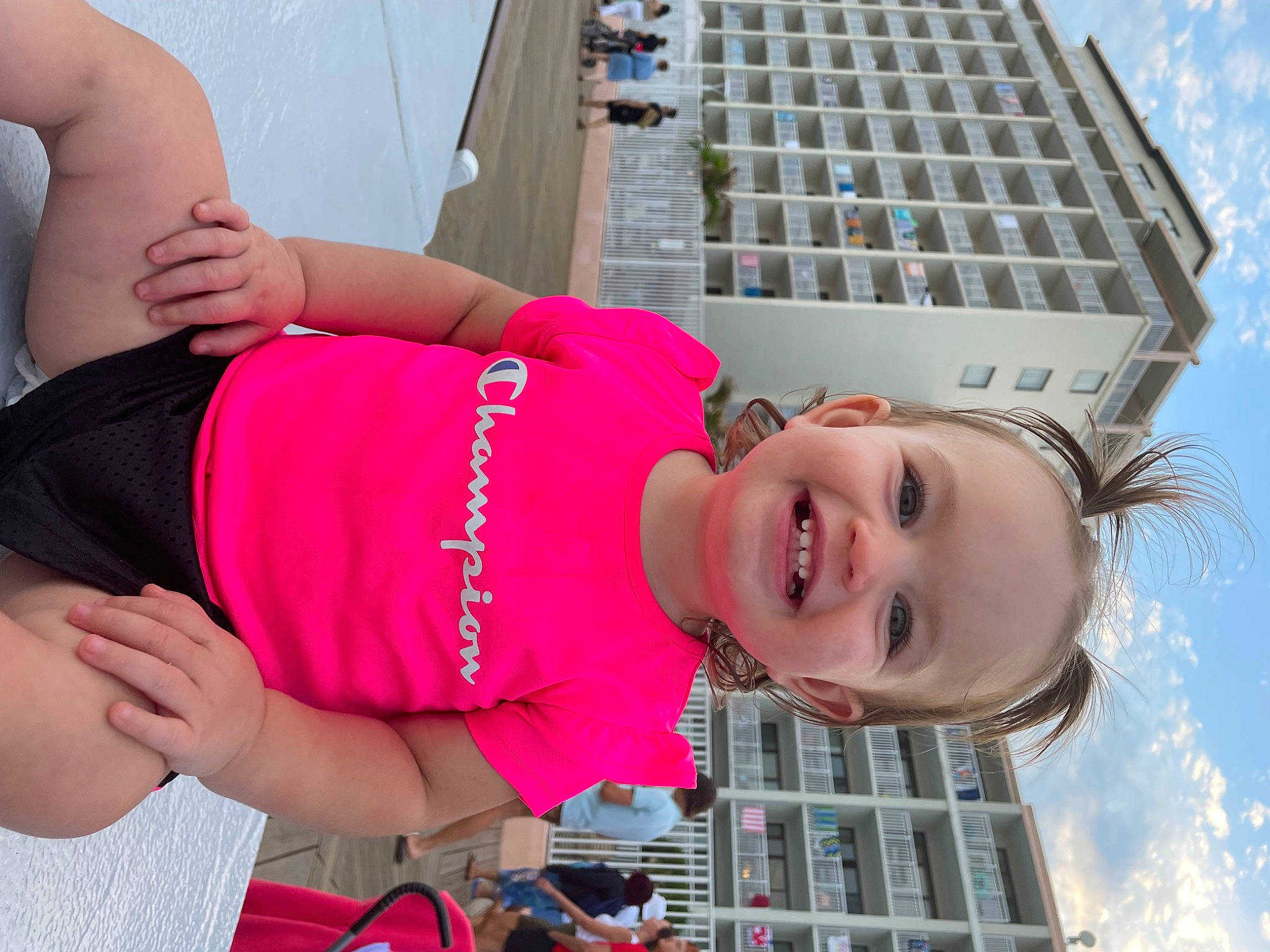 Adilynn joined the competition — help win amazing prizes! abdomen, beauty, building, cloud, elbow, fun, happy, hat, human_leg, joy, leisure, person, pink, sky, smile, snapshot, thigh, travel, trunk, under_exposed