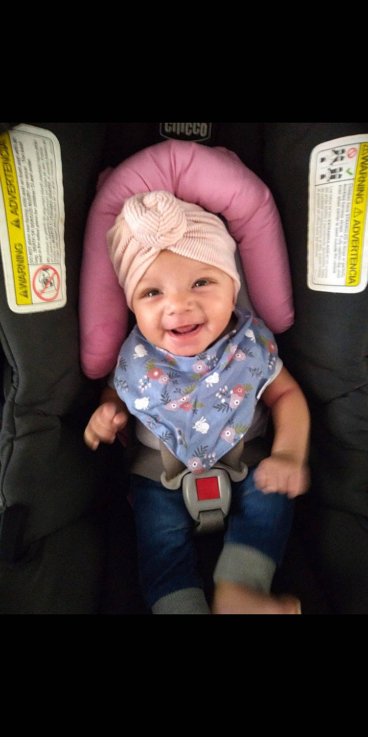 Kaycen is registered to the contest to win money with this photo: baby, baby_carriage, baby_laughing, baby_products, baby_toddler_clothing, car_seat, cheek, child, comfort, fashion_accessory, finger, fun, gesture, happy, headwear, joy, person, product, skin, sleeve