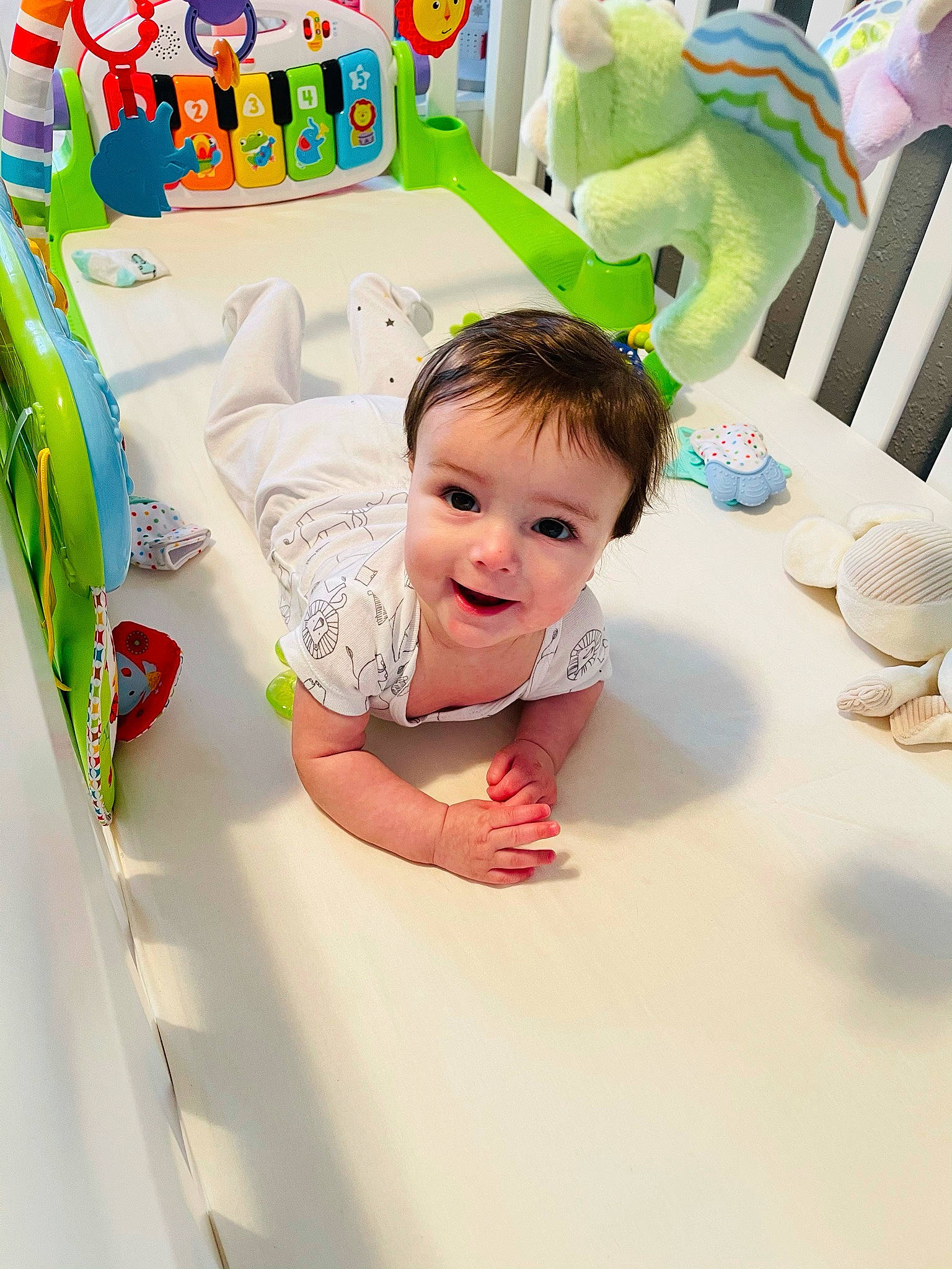 Erick joined the competition — help win amazing prizes! aqua, baby, baby_grabbing_for_something, baby_laughing, baby_mobile, baby_playing_with_toys, baby_products, baby_safety, baby_toddler_clothing, baby_toys, bed, child, infant_bed, nursery, person, play, plush, product, stuffed_toy, toddler