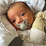 baby, infant, pacifier, blanket, closeup, face, sleepwear, soft, cute, newborn, comfort, child, resting, indoor, portrait, wrapped, cozy, eyes, small, adorable