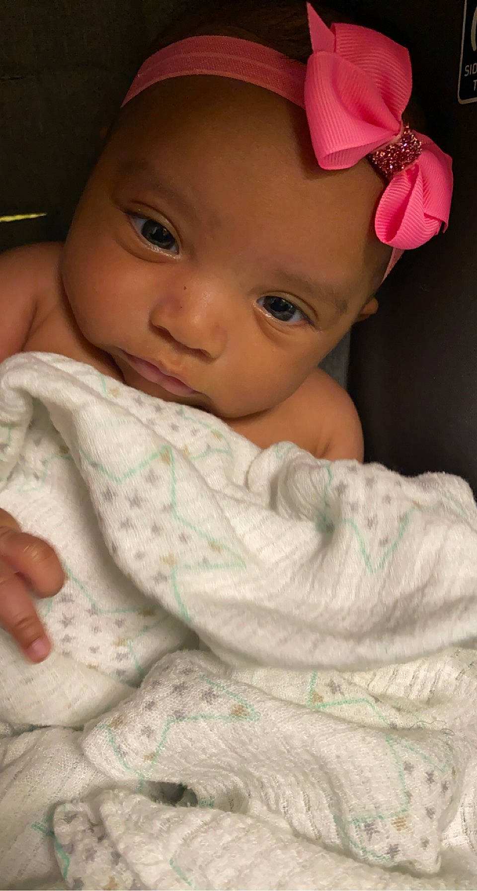 Olivia is registered to the contest to win money with this photo: baby, baby_toddler_clothing, cheek, child, chin, comfort, eyebrow, face, happy, iris, linens, lip, muscle, nose, person, pink, skin, sleeve, smile, textile