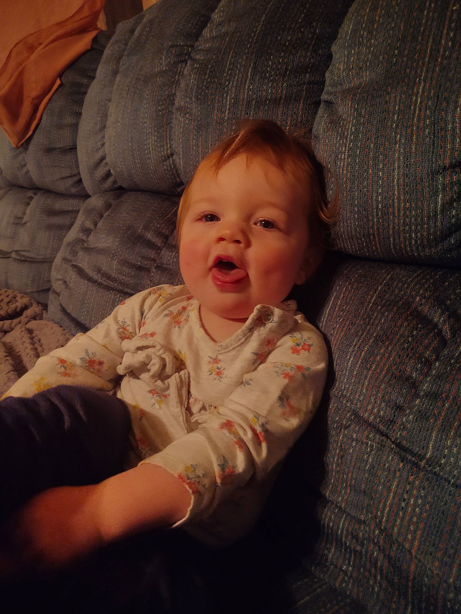 Raegan is registered to the contest to win money with this photo: baby, cheek, child, chin, eye, face, finger, head, mouth, nose, person, sitting, skin, smile, toddler