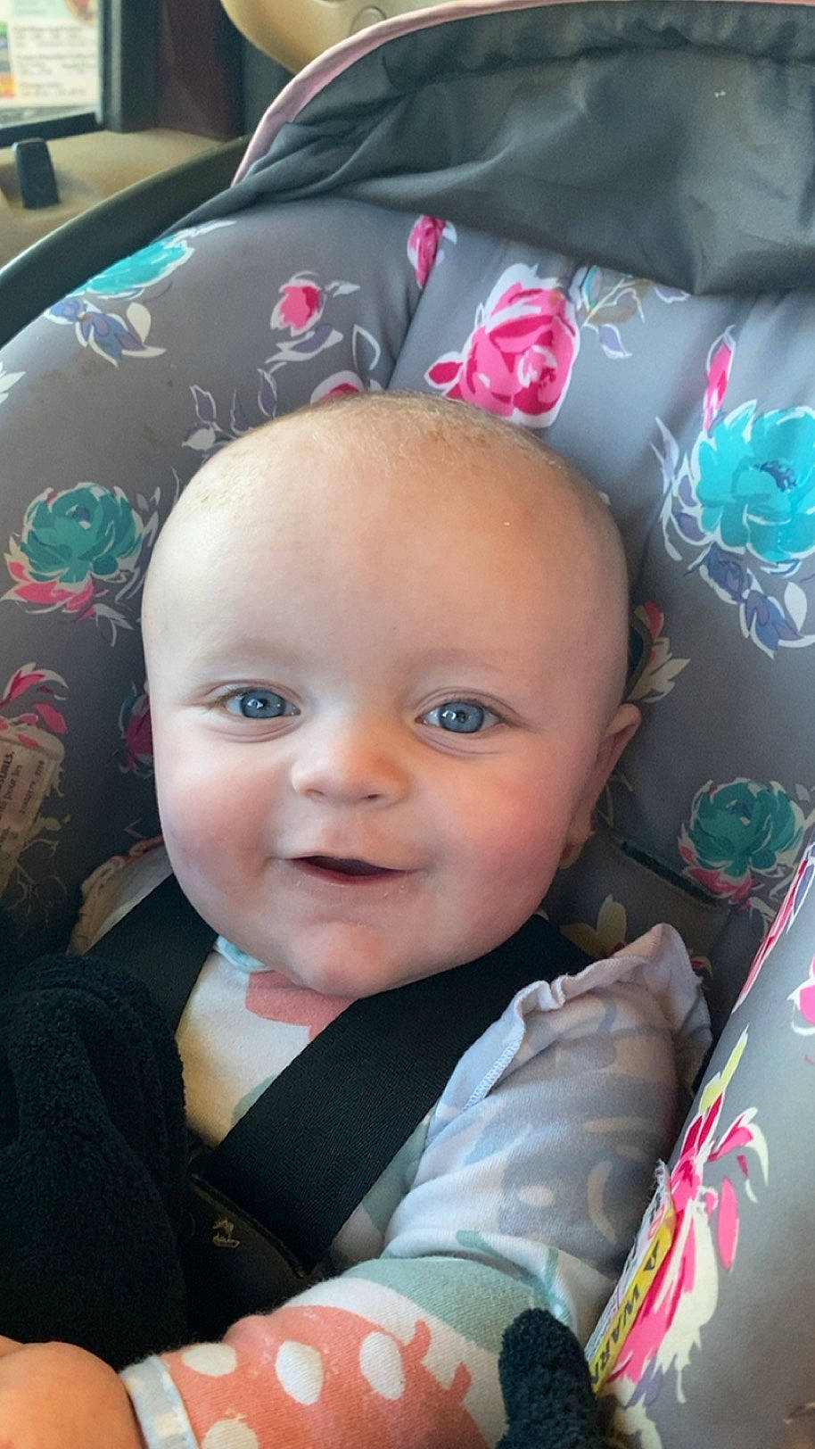 Laramie joined the competition — help win amazing prizes! baby, baby_products, baby_toddler_clothing, carmine, cheek, child, comfort, fashion_accessory, fun, happy, joy, linens, magenta, person, pink, portrait_photography, room, sitting, skin, smile
