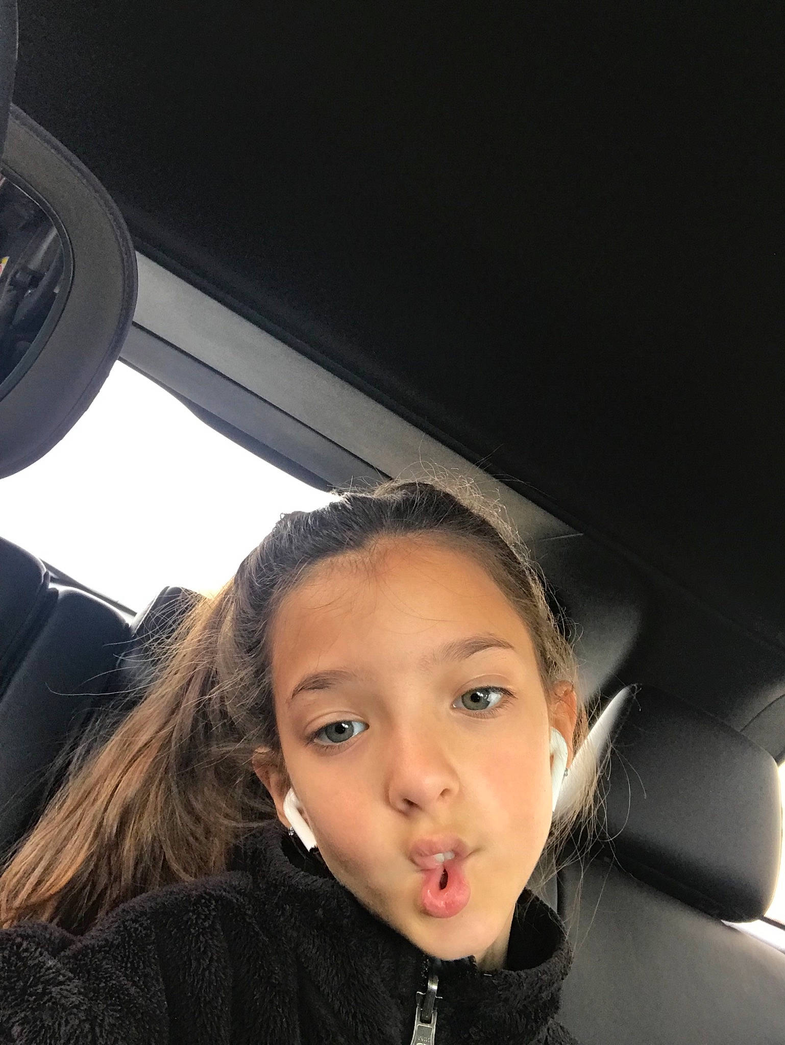 Addison joined the competition — help win amazing prizes! beauty, black_hair, child, chin, eye, face, fun, gesture, hair, head, long_hair, material_property, mouth, neck, nose, person, photography, selfie, sky, smile
