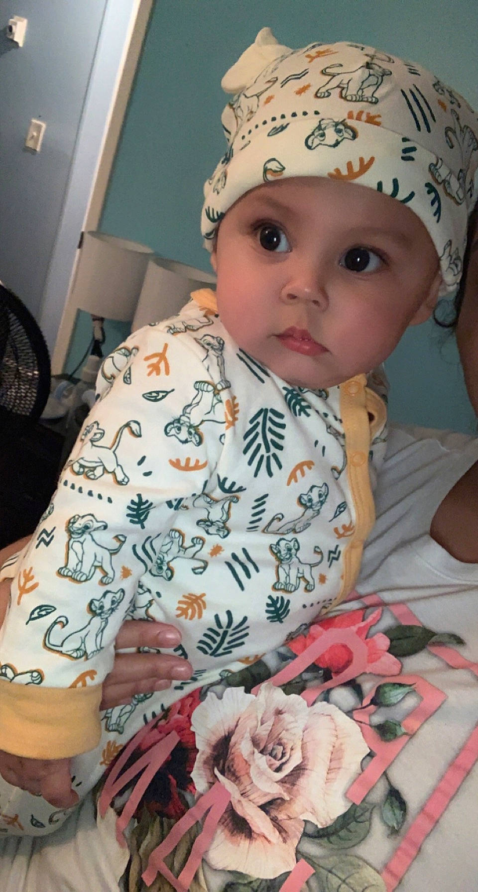 Andre is registered to the contest to win money with this photo: baby, baby_toddler_clothing, cap, cheek, chin, dress, eye, eyebrow, fashion, happy, head, headgear, headwear, lip, person, pink, skin, sleeve, tire, toddler