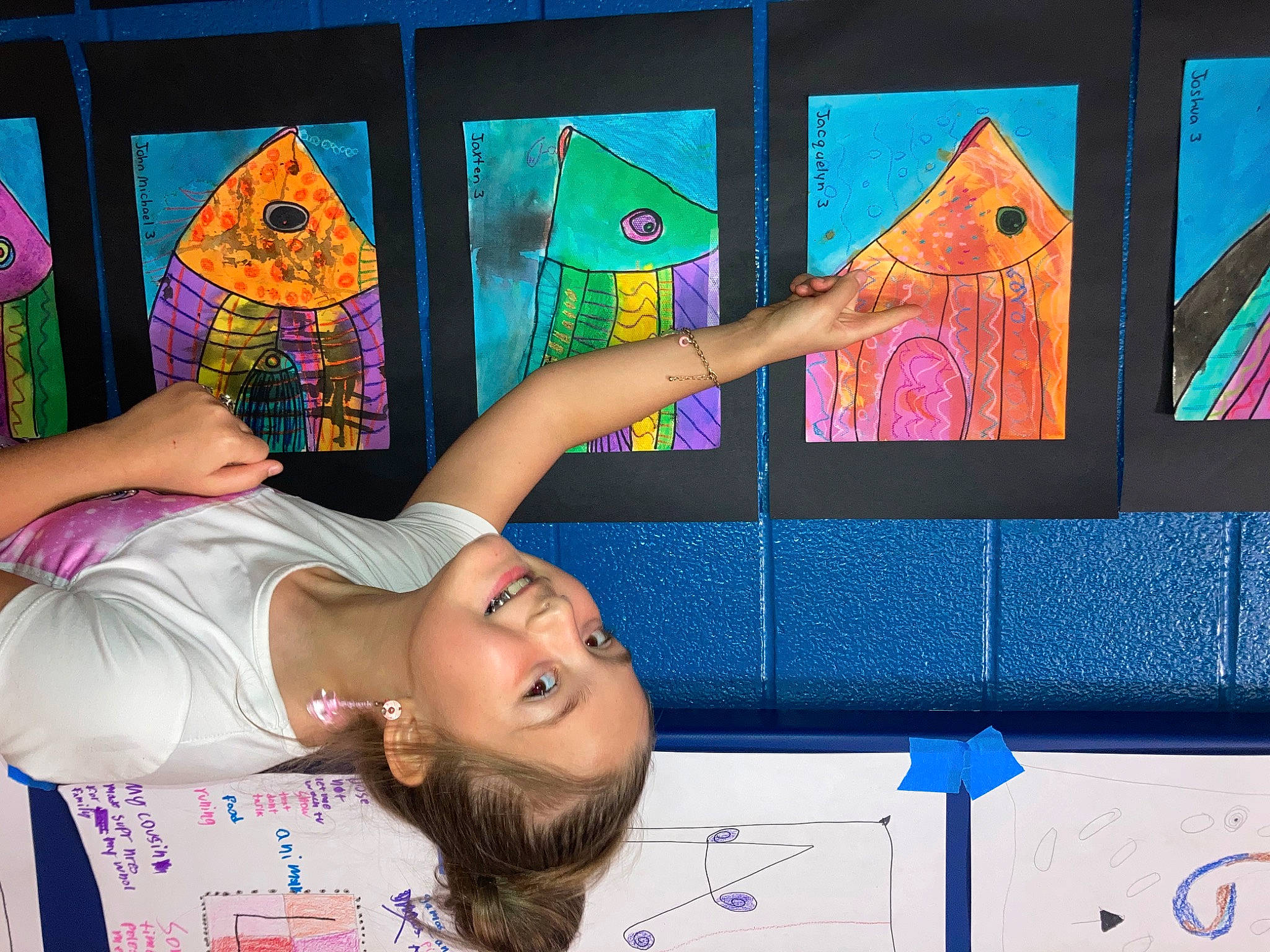 Jacquelyn is registered to the contest to win money with this photo: art, artist, beauty, design, electric_blue, fun, human_leg, illustration, joy, leisure, magenta, mural, paint, painting, pattern, person, pink, room, snapshot, textile