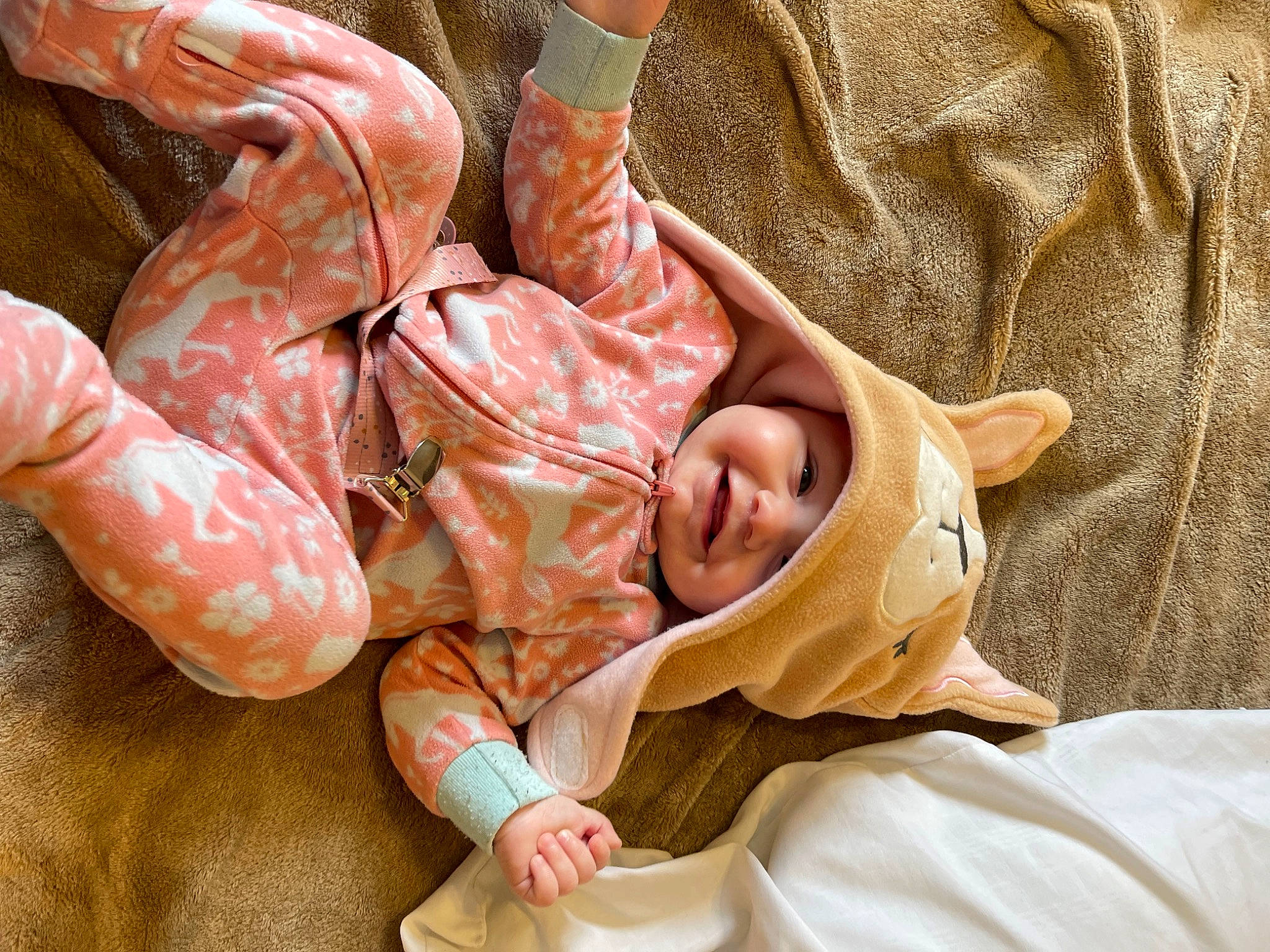 Aubree joined the competition — help win amazing prizes! arm, baby, child, comfort, eye, face, foot, gesture, hand, happy, head, headwear, human_body, human_leg, joy, leg, linens, person, skin, sleeve