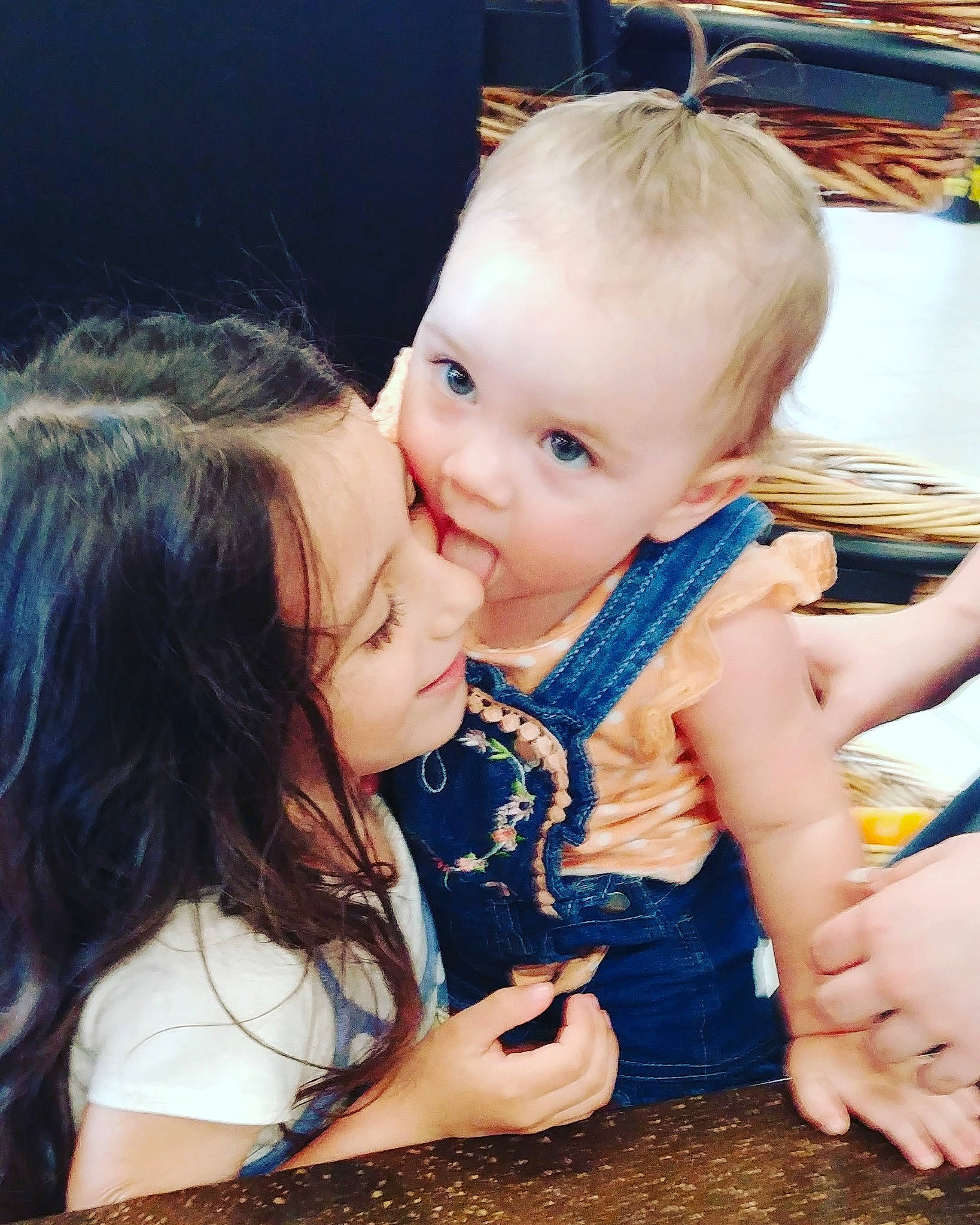 Lyric is registered to the contest to win money with this photo: beauty, cheek, child, gesture, happy, interaction, long_hair, love, person, photography, sibling, skin, smile, toddler