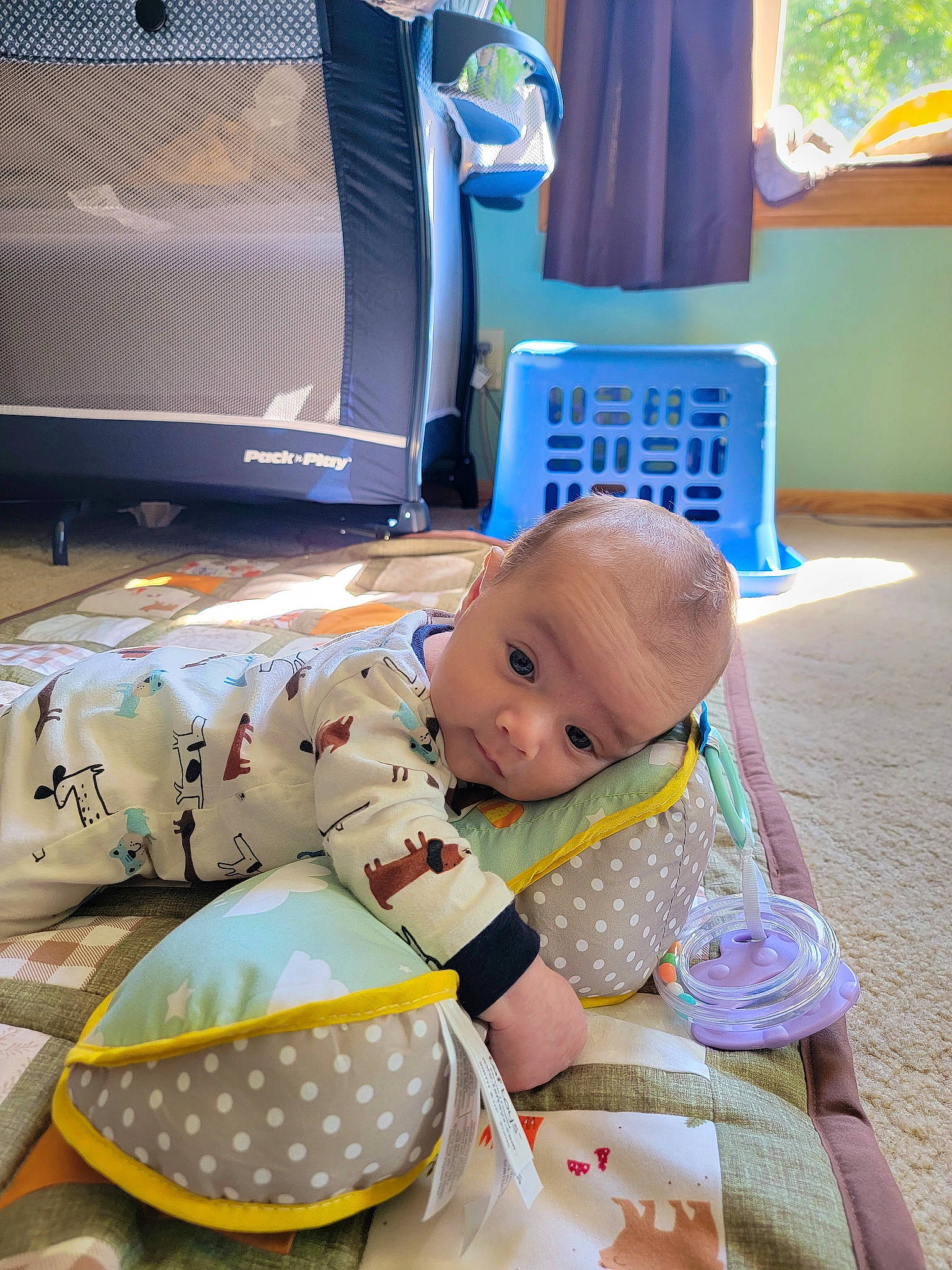 Julian joined the competition — help win amazing prizes! baby, baby_products, baby_toddler_clothing, blue, child, comfort, computer_monitor, curtain, event, fun, home_appliance, lap, leisure, pattern, person, room, sitting, stuffed_toy, television, toddler