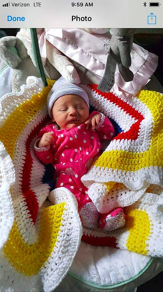 Destiny is registered to the contest to win money with this photo: art, child, craft, crochet, infant, knitting, material, person, product, toddler